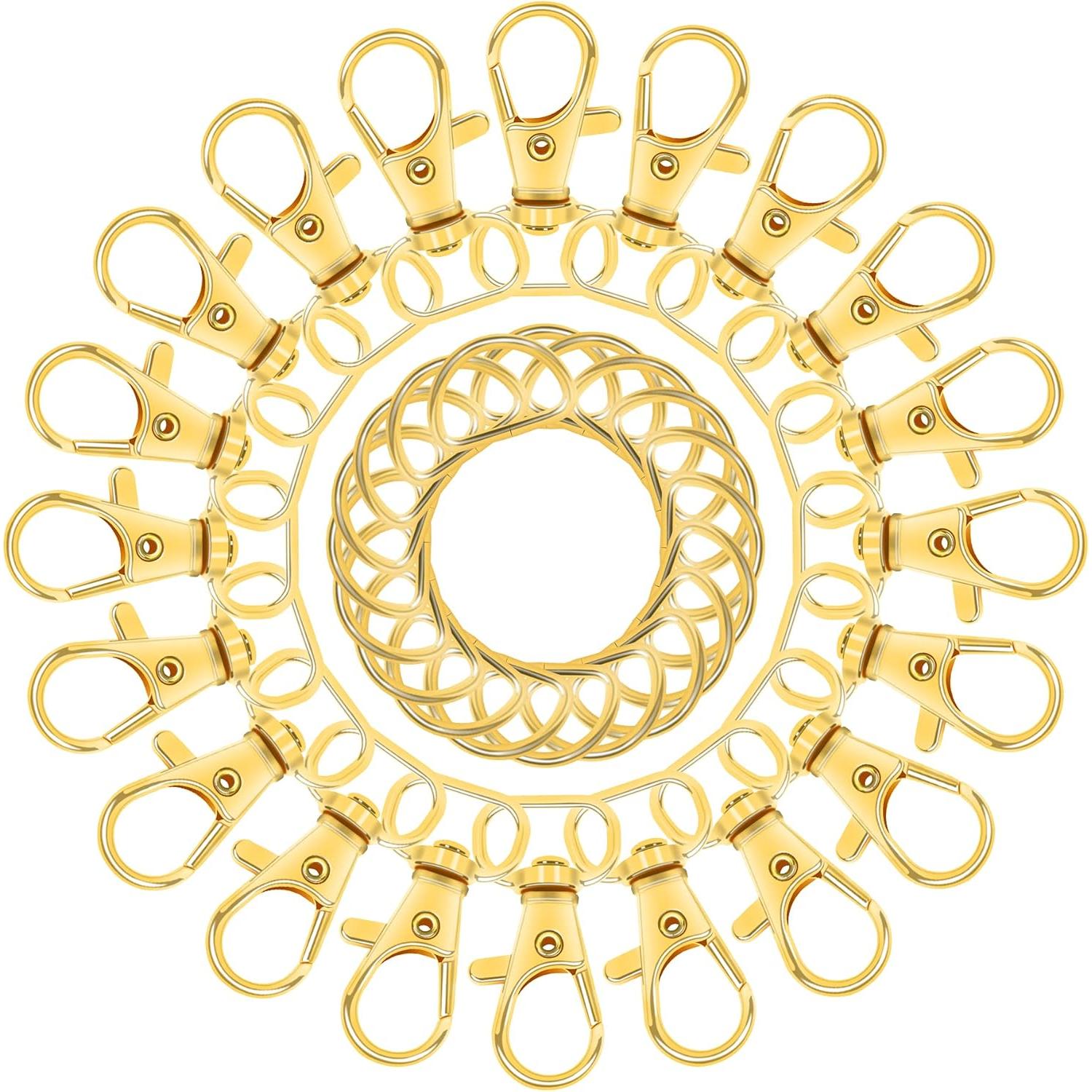Ganchos de Clip y Anillos en D SANNIX 120 Pcs Dorados