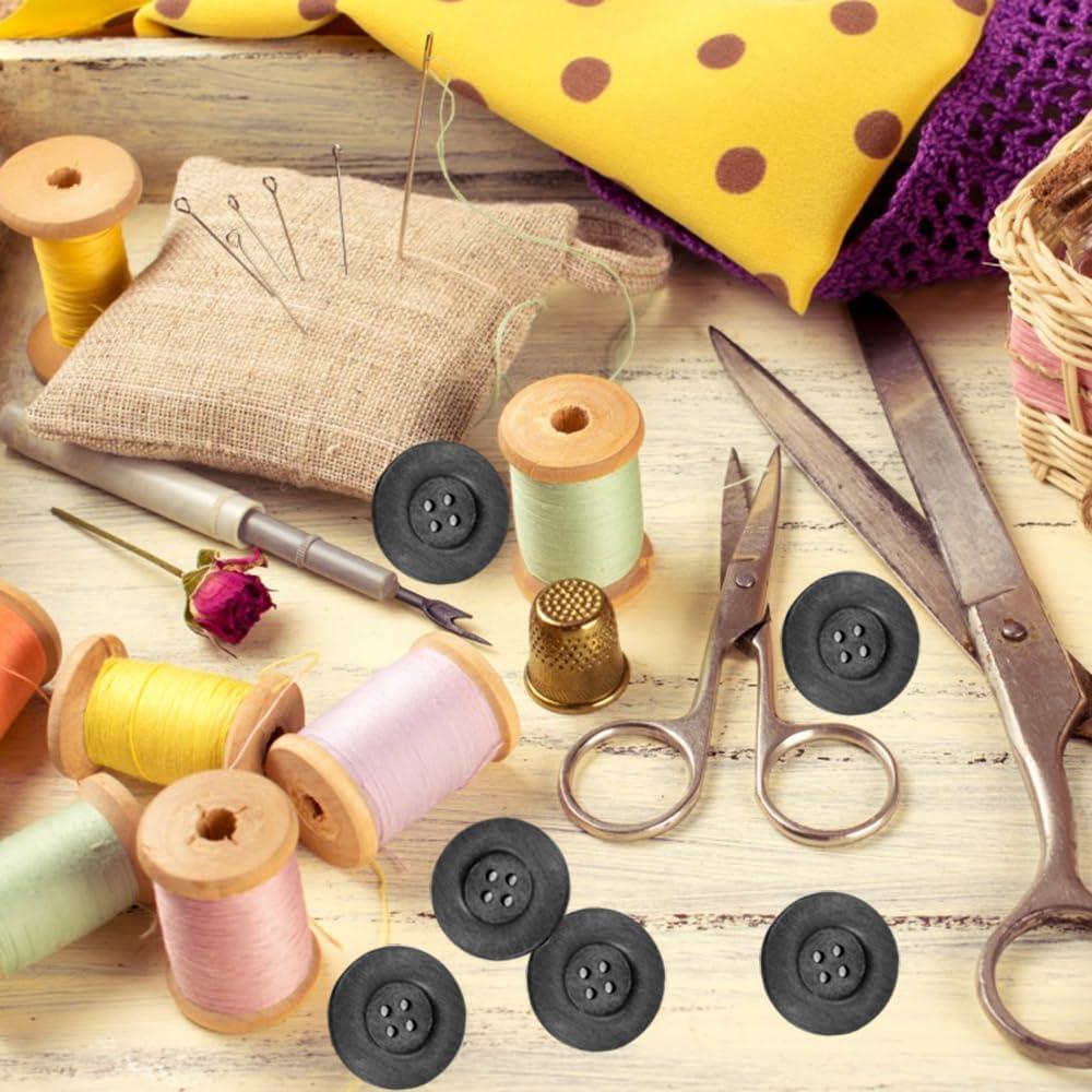 30 Botones de Madera Grandes Plzoslly 6 cm Negro para DIY