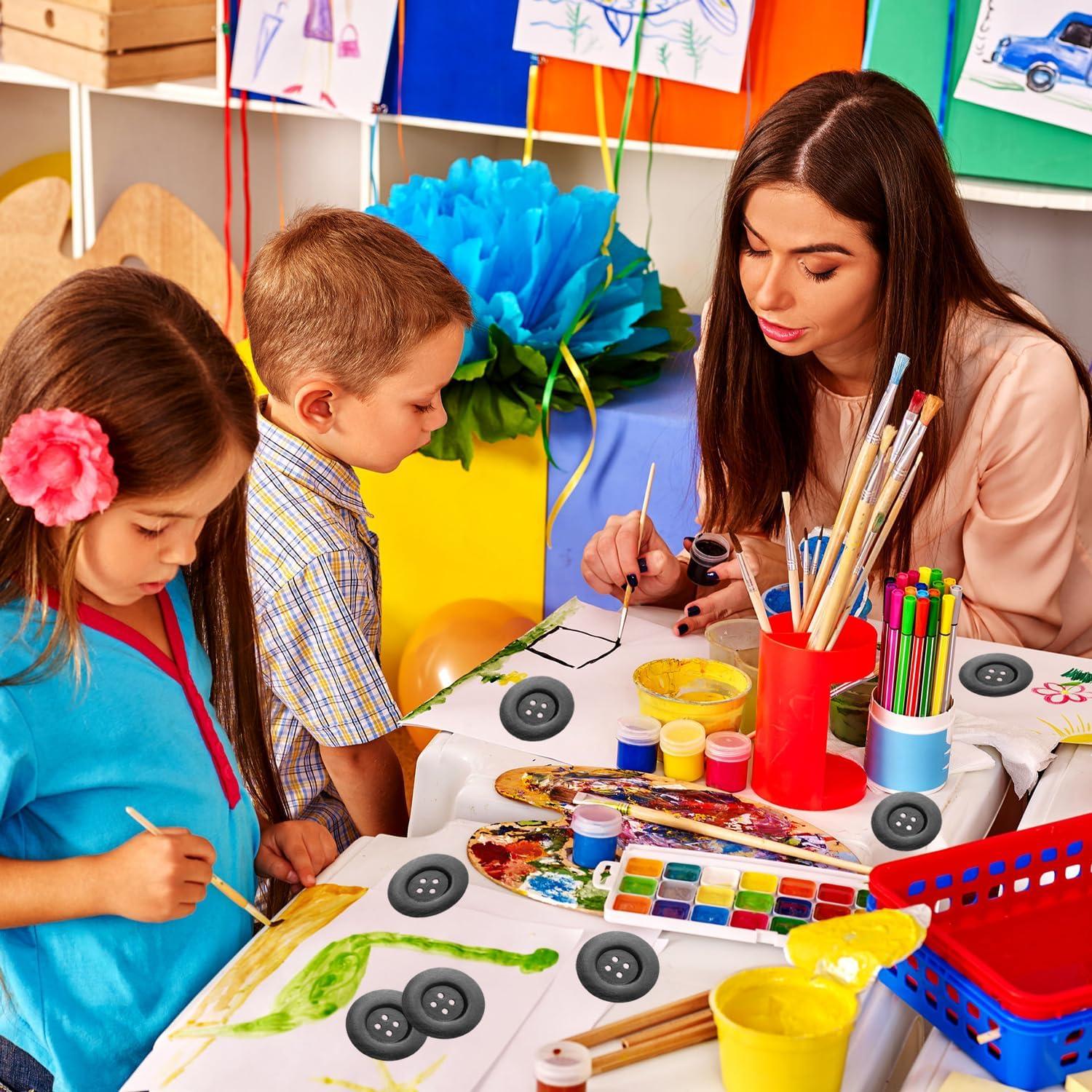 30 Botones de Madera Grandes Plzoslly 6 cm Negro para DIY