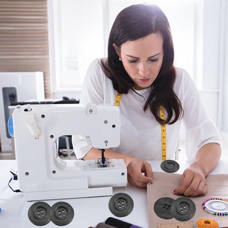 30 Botones de Madera Grandes Plzoslly 6 cm Negro para DIY