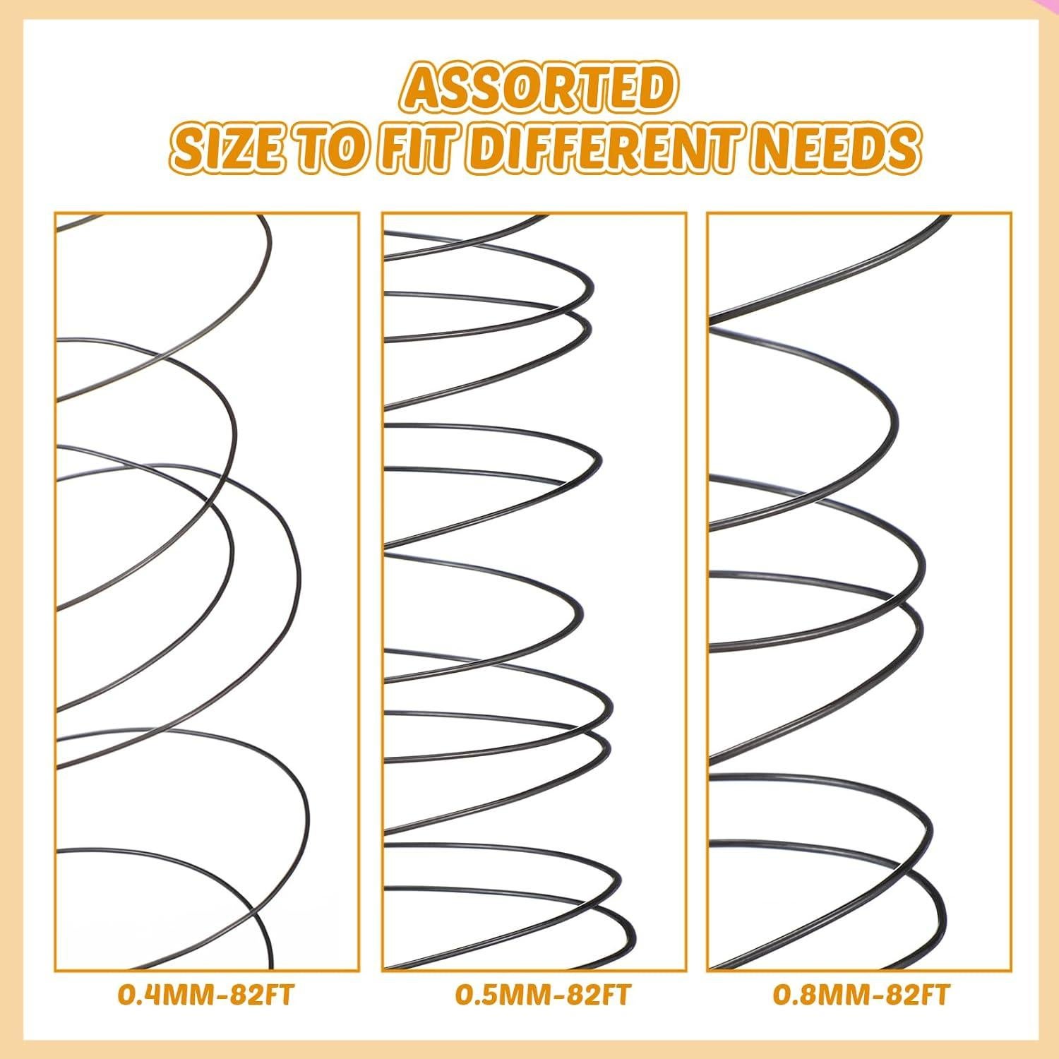 Kit de Alambre de Joyería Funrous 5 Rollos 25m Cobre Negro