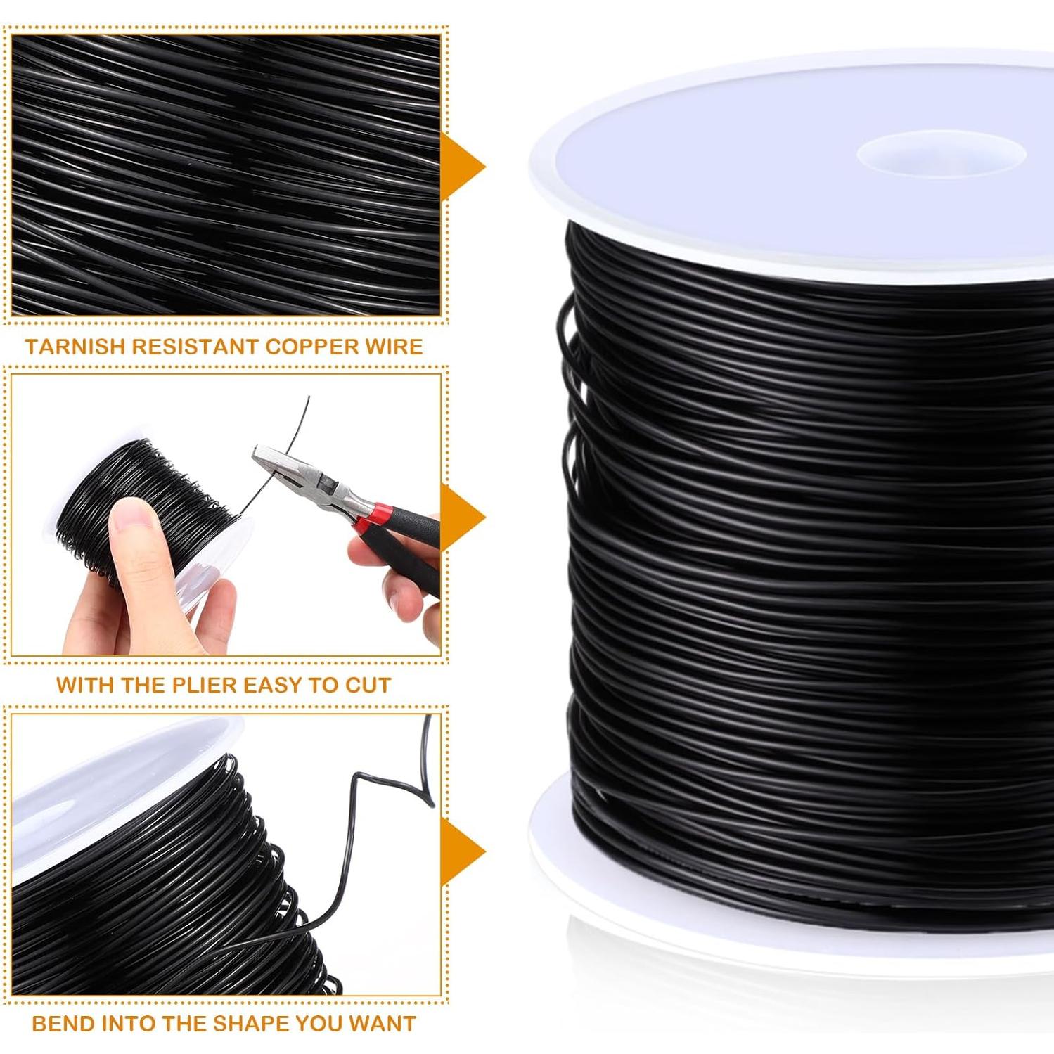 Kit de Alambre de Joyería Funrous 5 Rollos 25m Cobre Negro