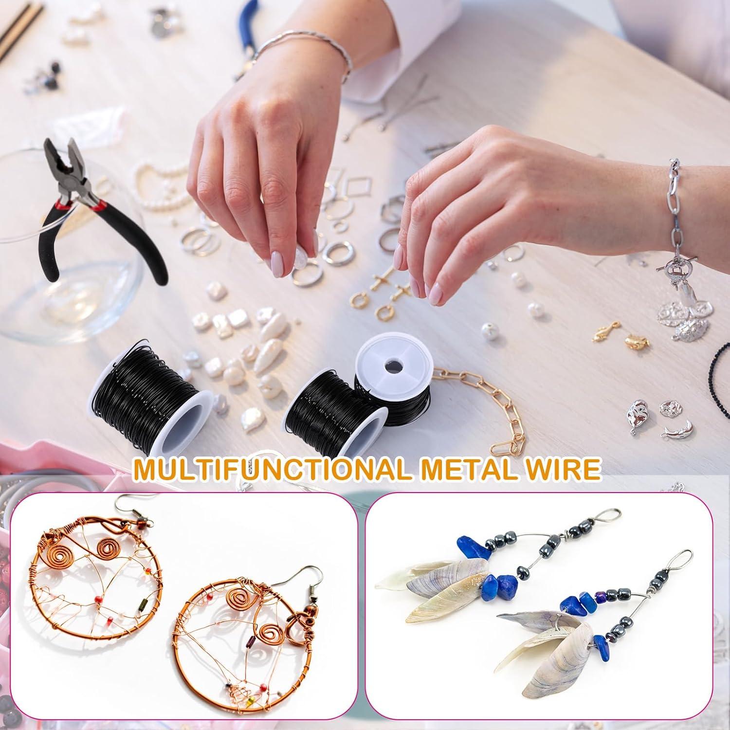 Kit de Alambre de Joyería Funrous 5 Rollos 25m Cobre Negro