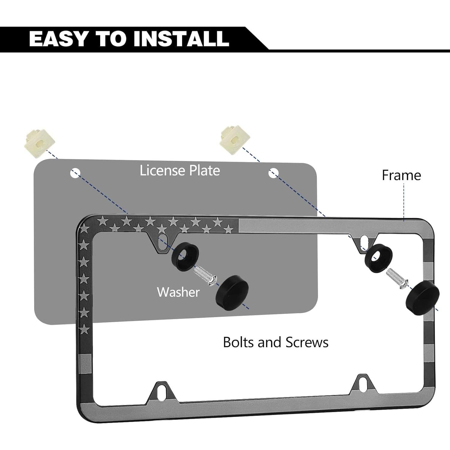 Marcos de Placas de Licencia Aluminio PBPAO con Bandera Americana