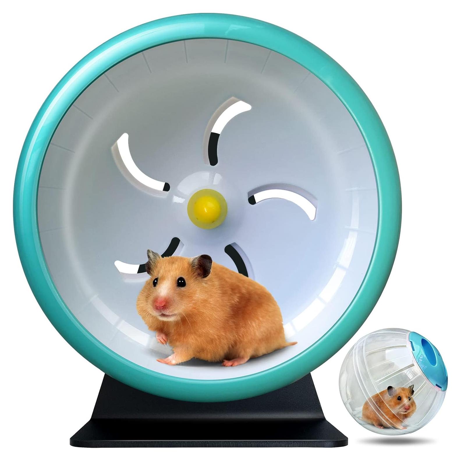 Rueda de Hámster TieLishor 17.78 cm Silenciosa Ajustable Azul