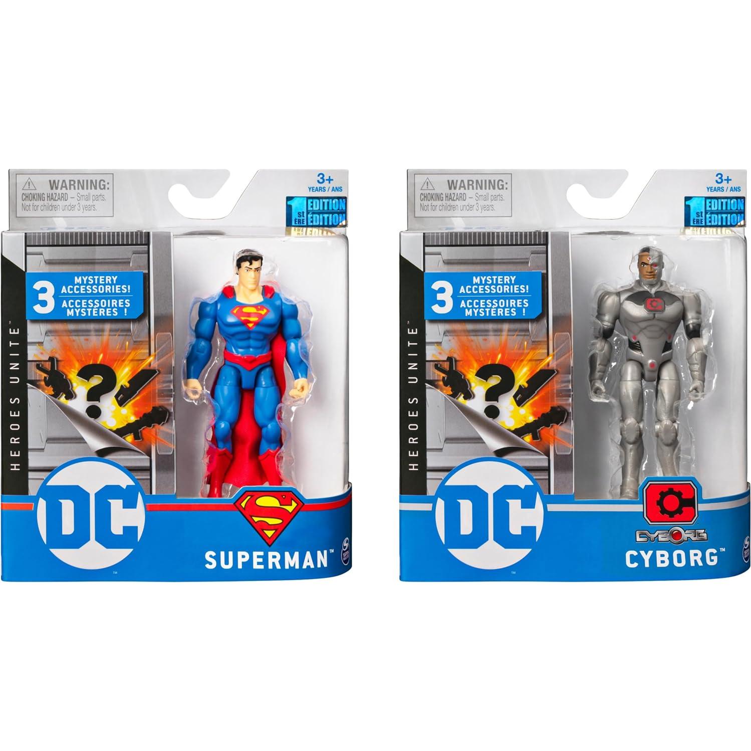 Figura de Acción DC Comics Superman y Cyborg 10 cm 2-Pack