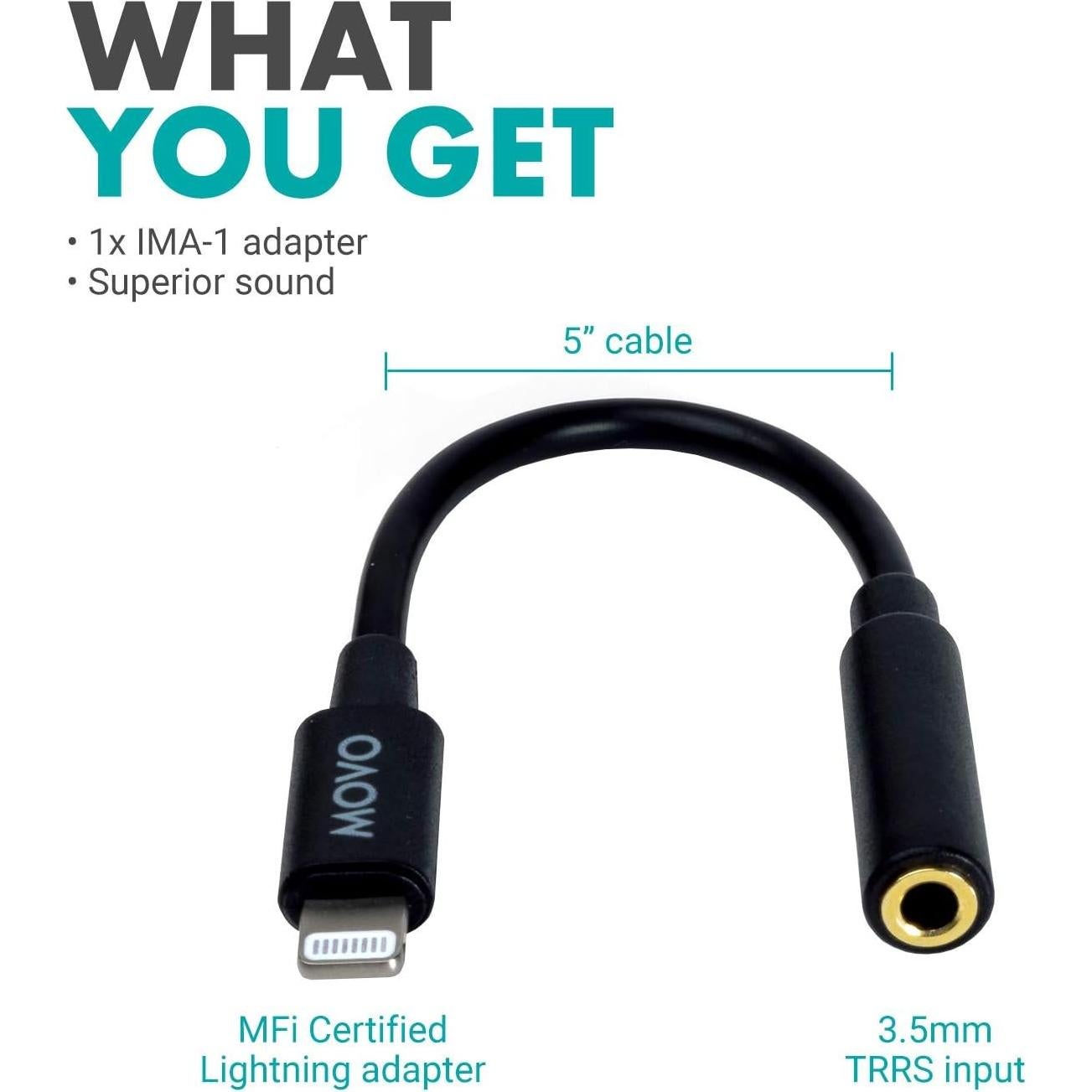 Adaptador Movo IMA-1 de 3.5mm TRRS a Lightning
