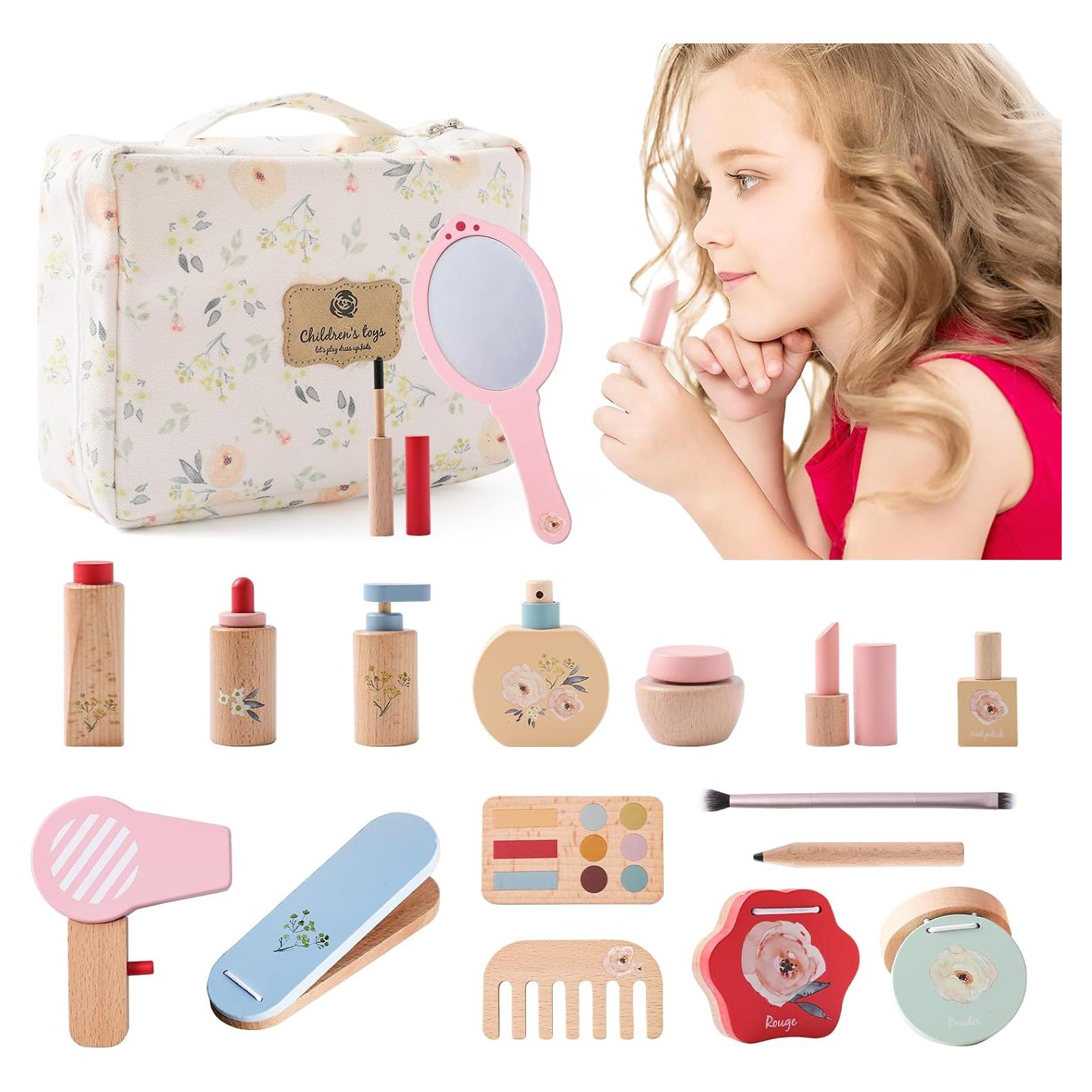 Juego de Maquillaje de Madera para Niños 18 Piezas - ibwaae