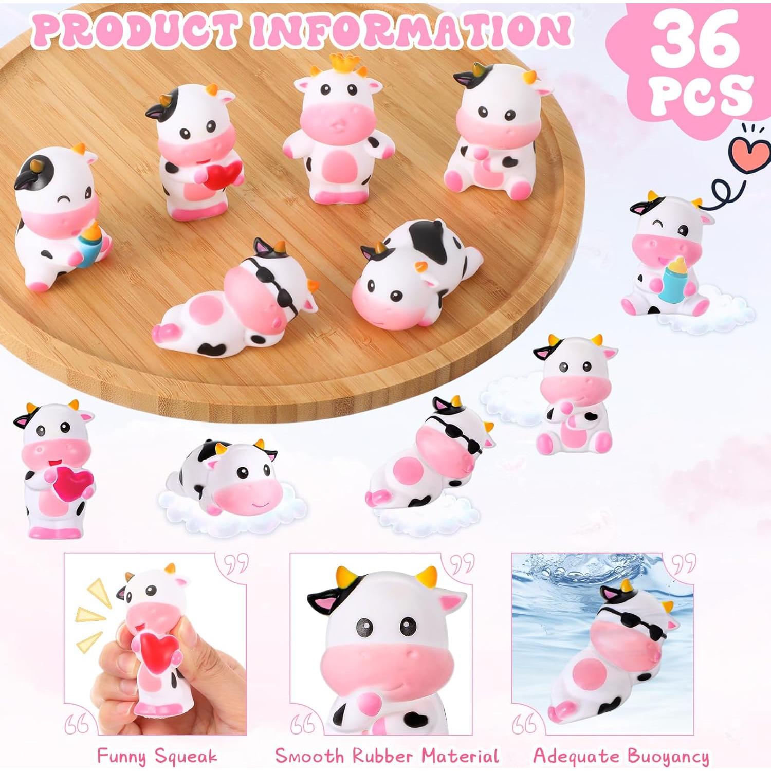 Juguetes de Baño 24 Pcs Vacas de Goma Jenaai 7 cm