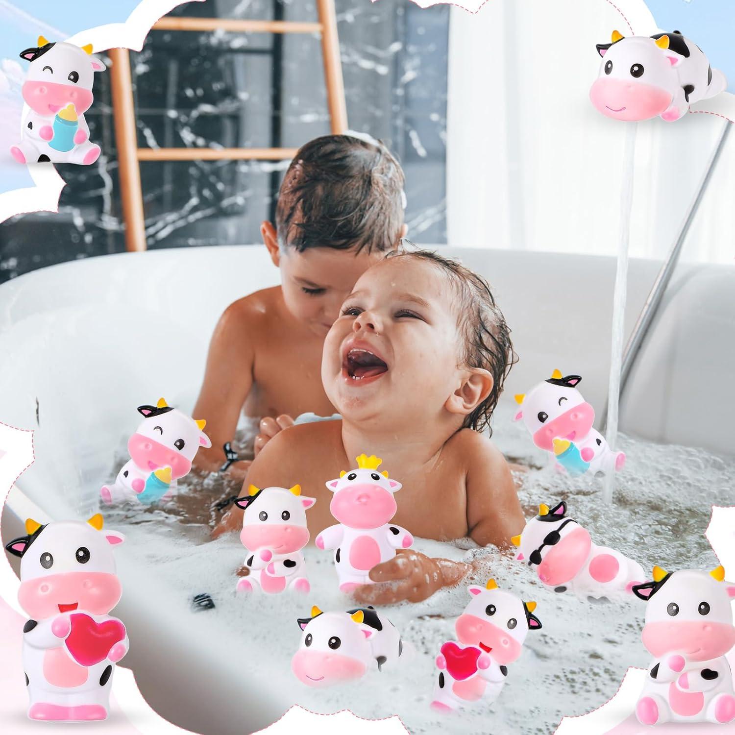 Juguetes de Baño 24 Pcs Vacas de Goma Jenaai 7 cm