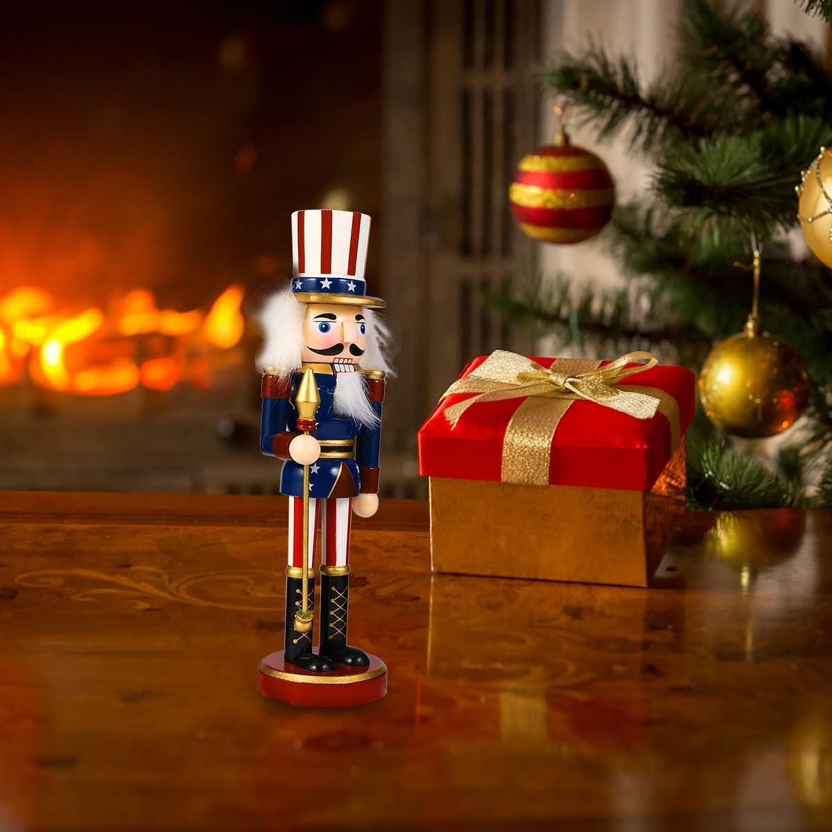 Estatua de soldado Nutcracker de madera pintada a mano 25cm