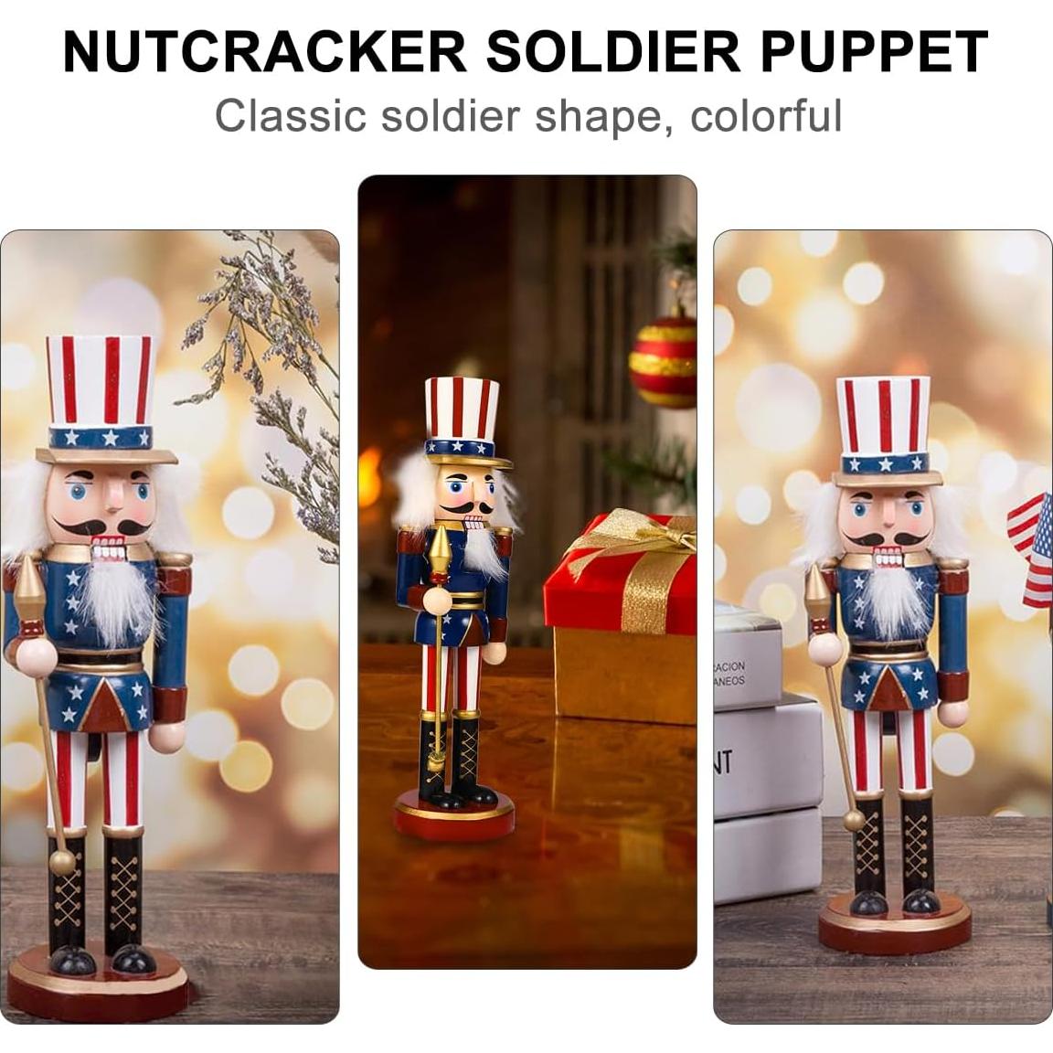 Estatua de soldado Nutcracker de madera pintada a mano 25cm