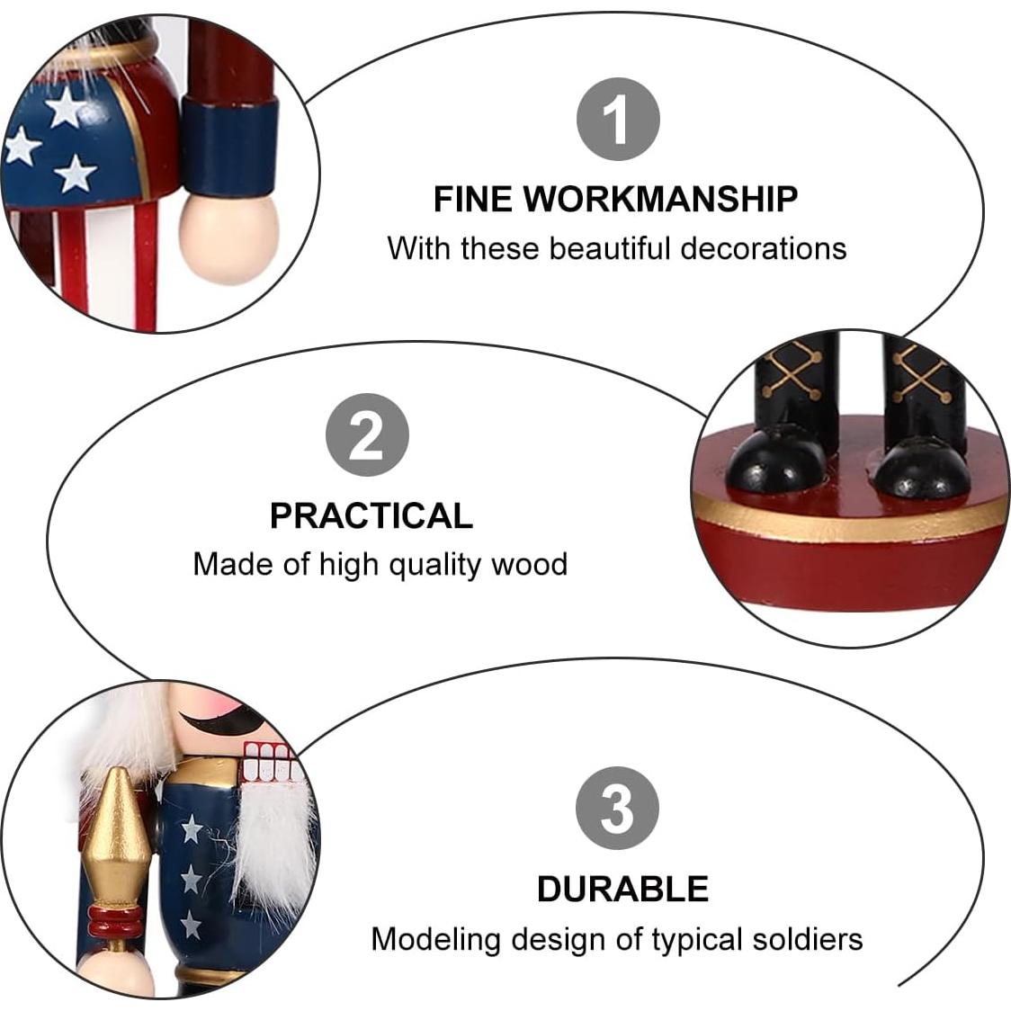 Estatua de soldado Nutcracker de madera pintada a mano 25cm