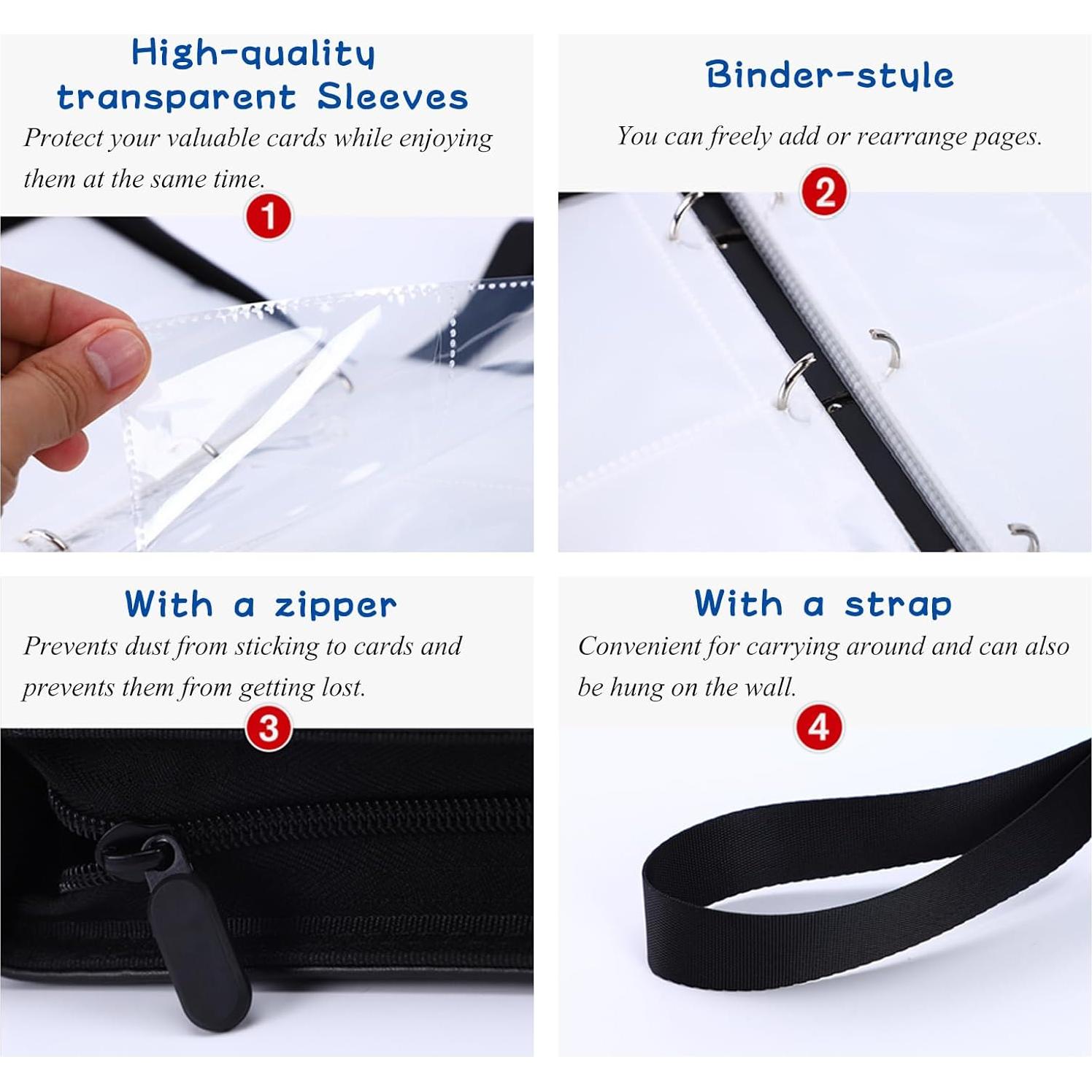 Carpeta para tarjetas XYGJZ Negra 4 bolsillos 400 tarjetas