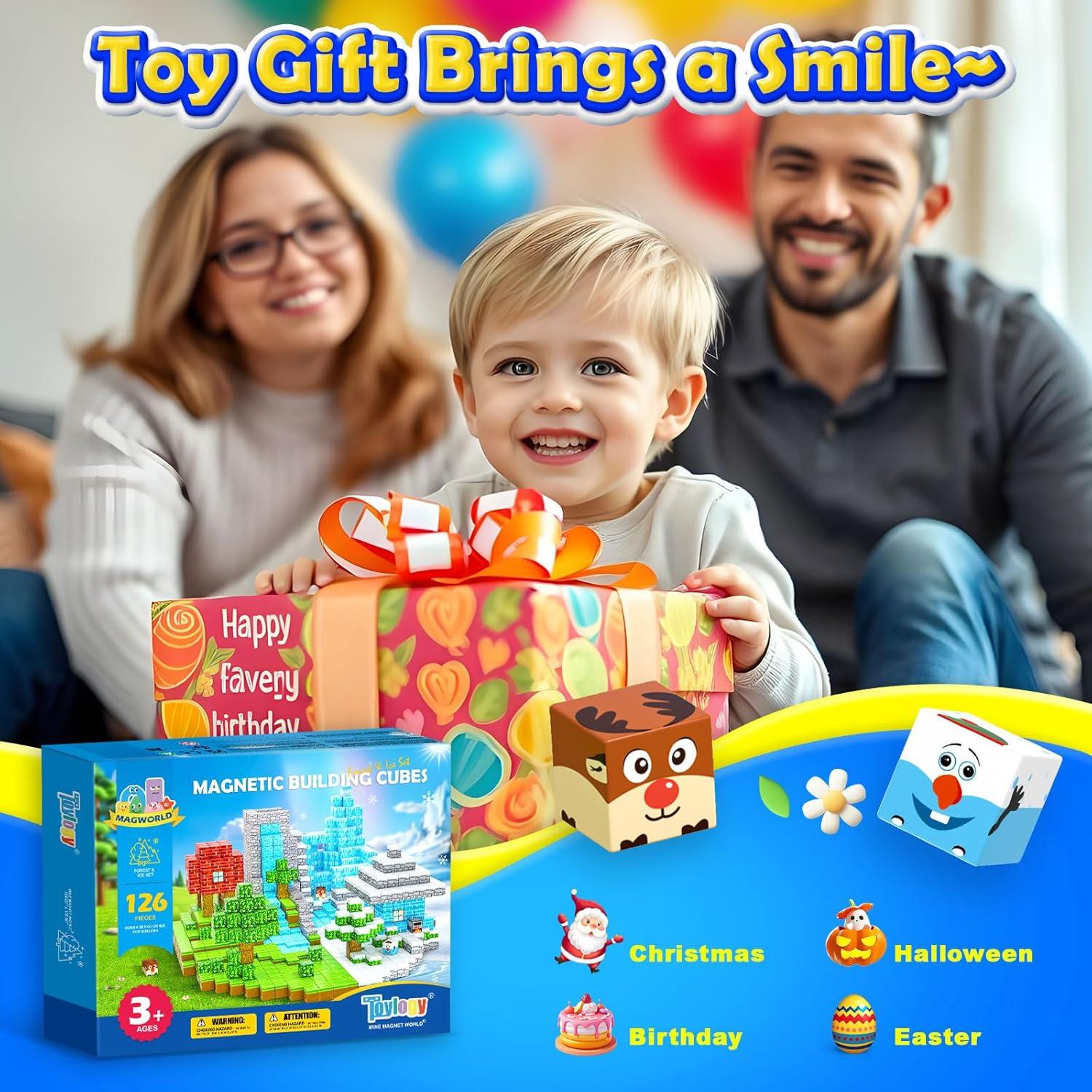 126PCS Bloques Magnéticos Toylogy Bosque y Hielo - Juguete STEM