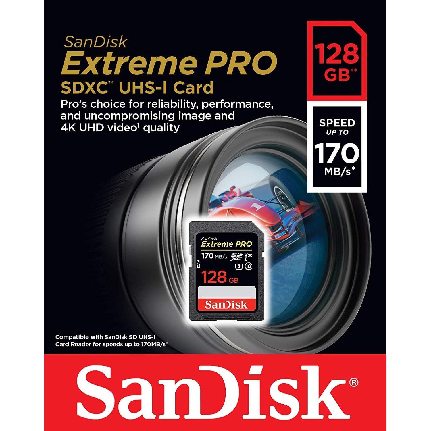 Paquete de 5 Tarjetas SD SanDisk Extreme Pro 128GB UHS-I V30