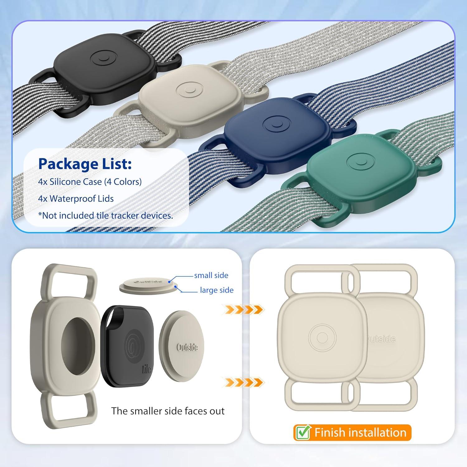 Soporte para Collar de Perro Tile Mate 2024/2022 - 4 Piezas Silicona Impermeable