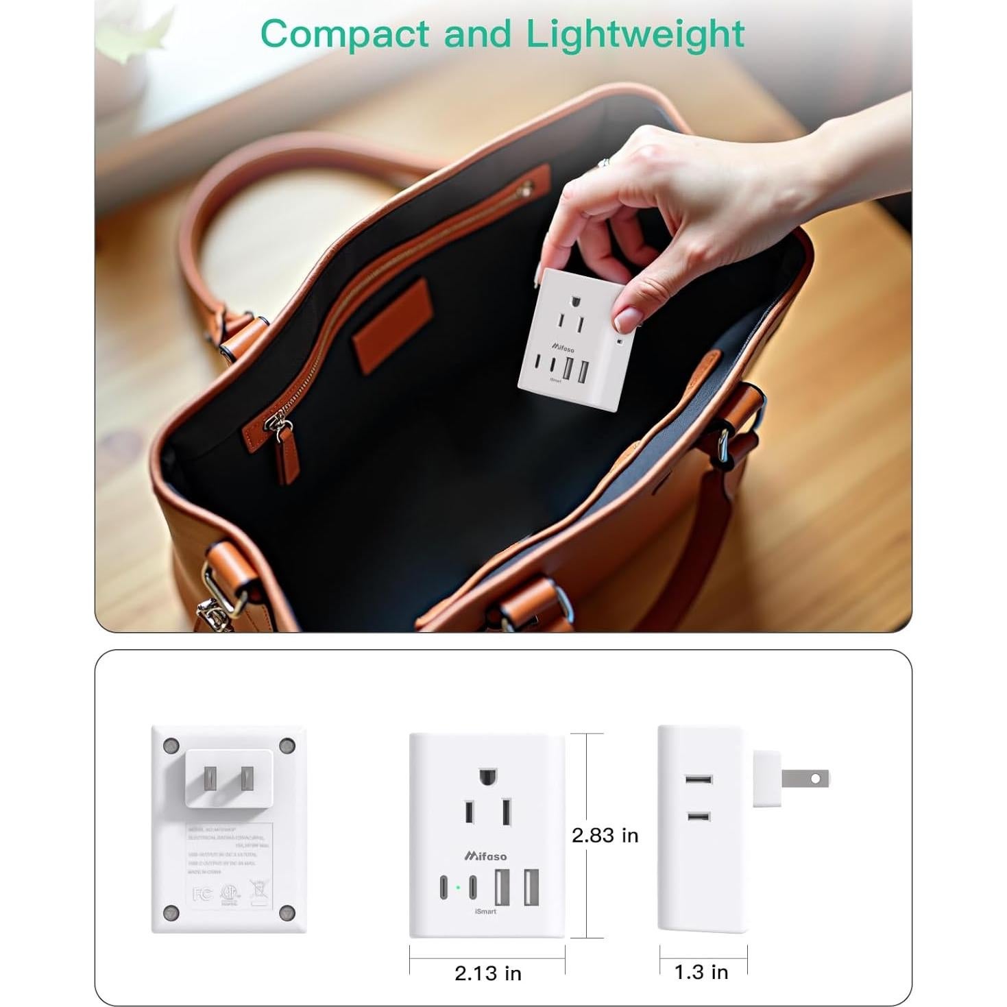 Adaptador de Enchufe Mifaso Tipo A 4 Salidas y 4 USB Japón