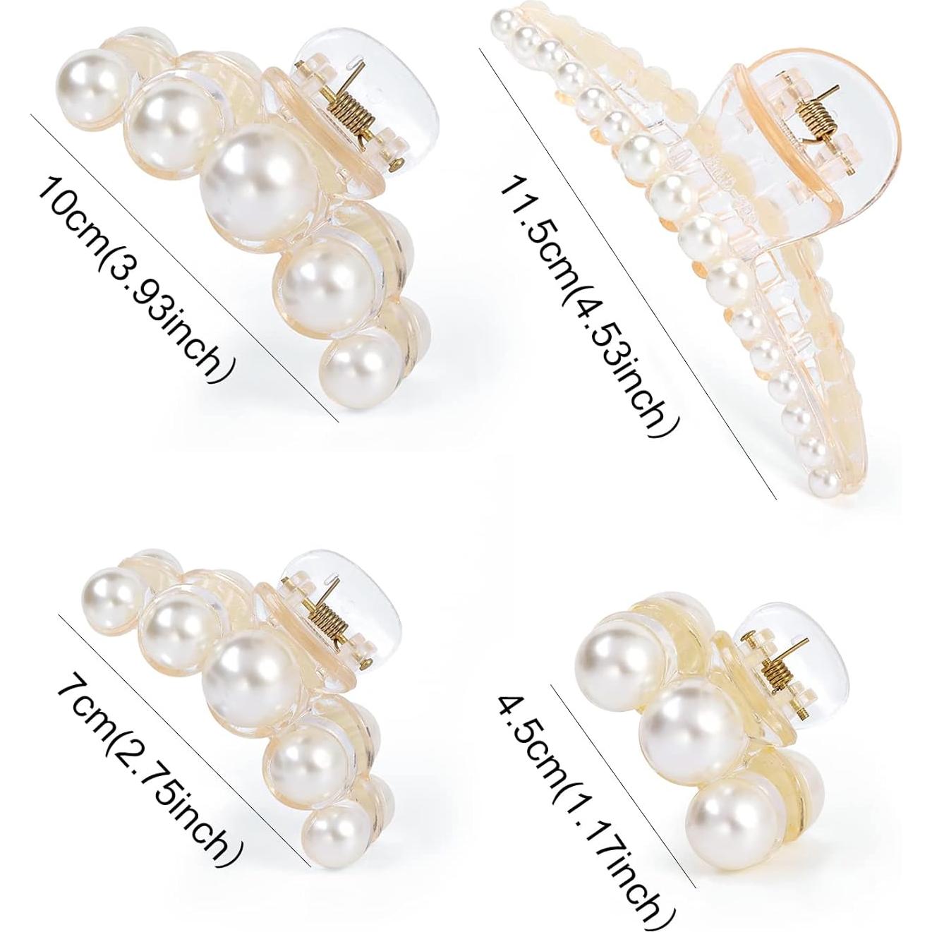 Clips de Garra de Perla Mehayi - 4 Piezas para Cabello Grueso