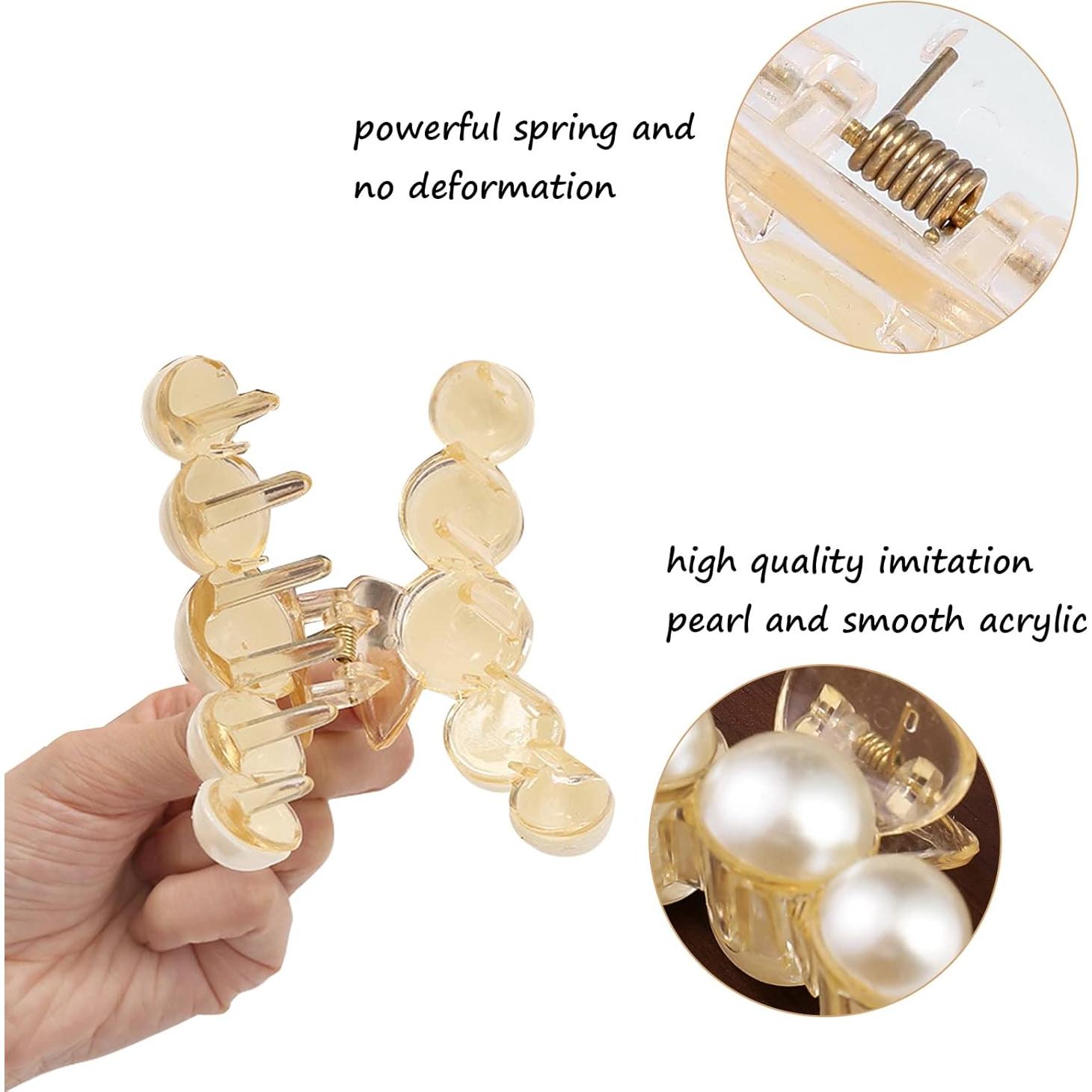 Clips de Garra de Perla Mehayi - 4 Piezas para Cabello Grueso