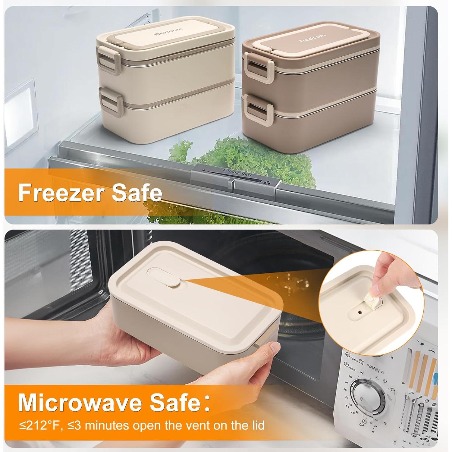 Caja Bento de Acero Inoxidable Rezicom 2L A Prueba de Fugas