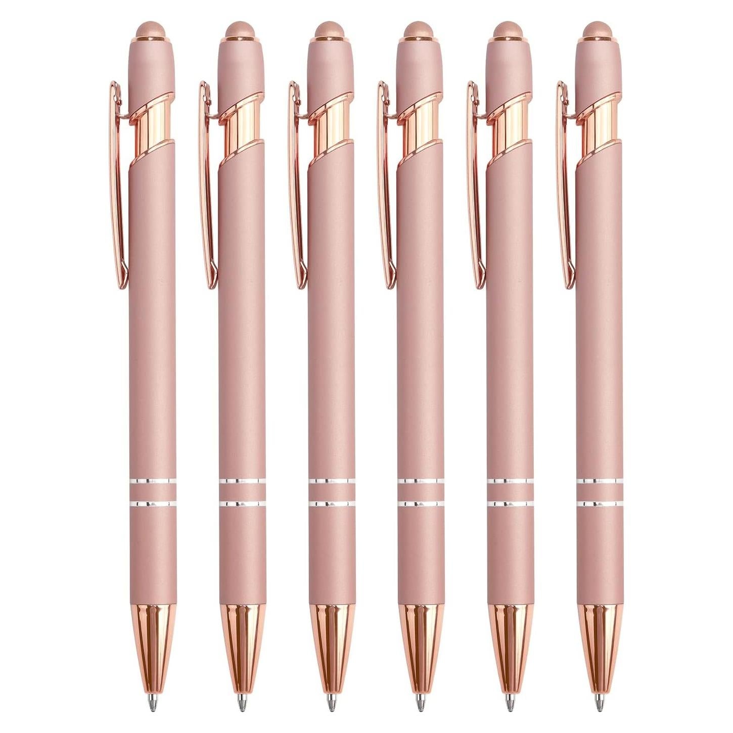 Paquete de 6 bolígrafos retráctiles Bribobo 2 en 1 oro rosa