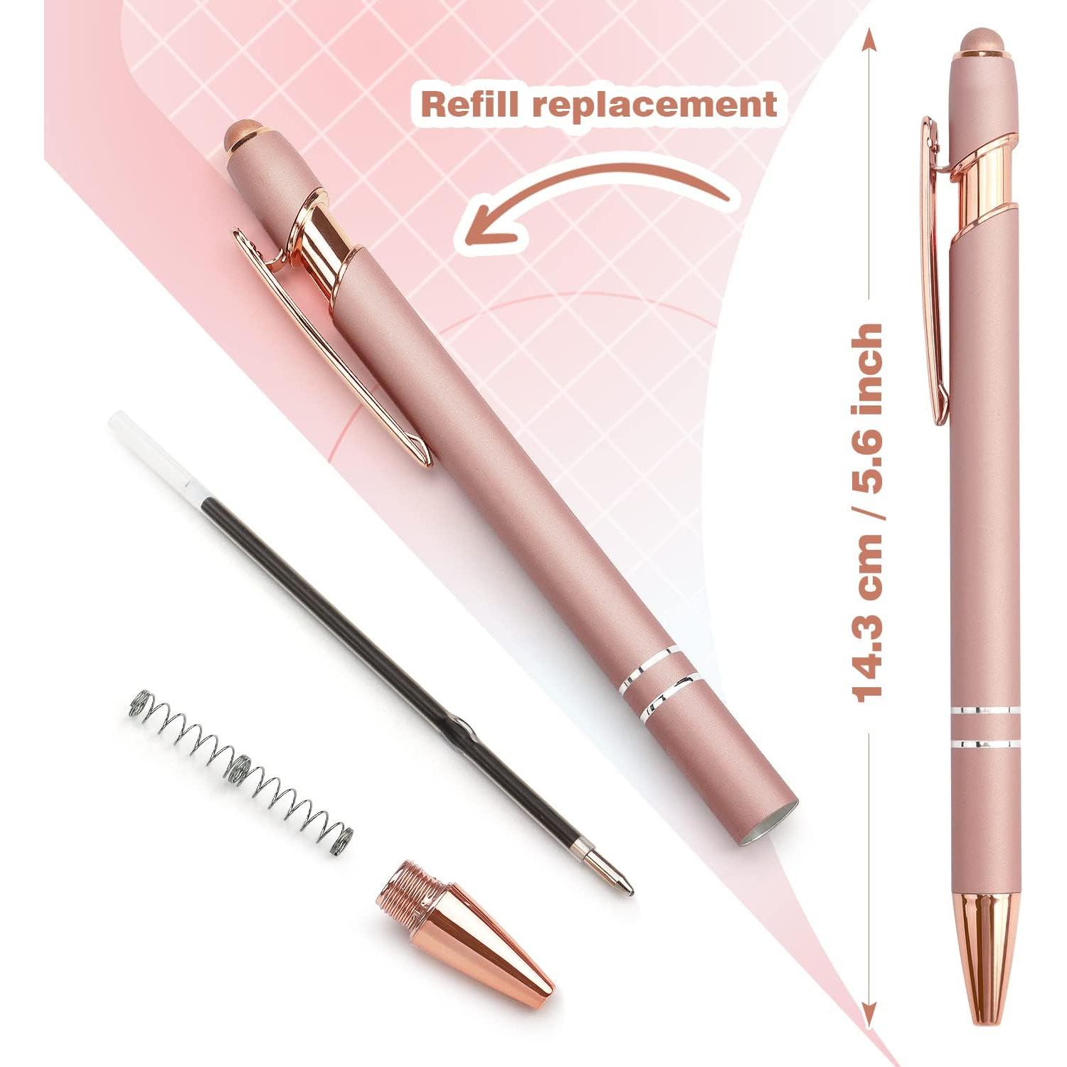 Paquete de 6 bolígrafos retráctiles Bribobo 2 en 1 oro rosa