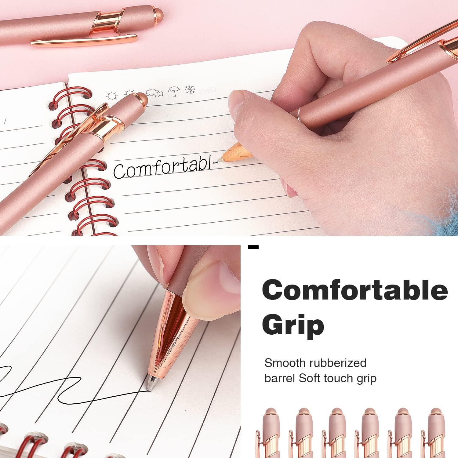 Paquete de 6 bolígrafos retráctiles Bribobo 2 en 1 oro rosa