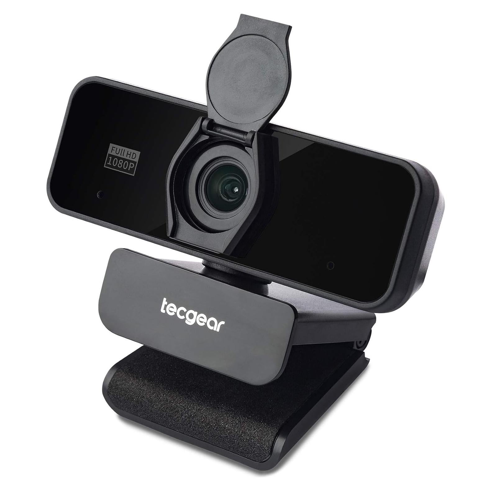 Cámara Web USB 1080P Full HD Tecgear con Micrófono y Cubierta de Privacidad