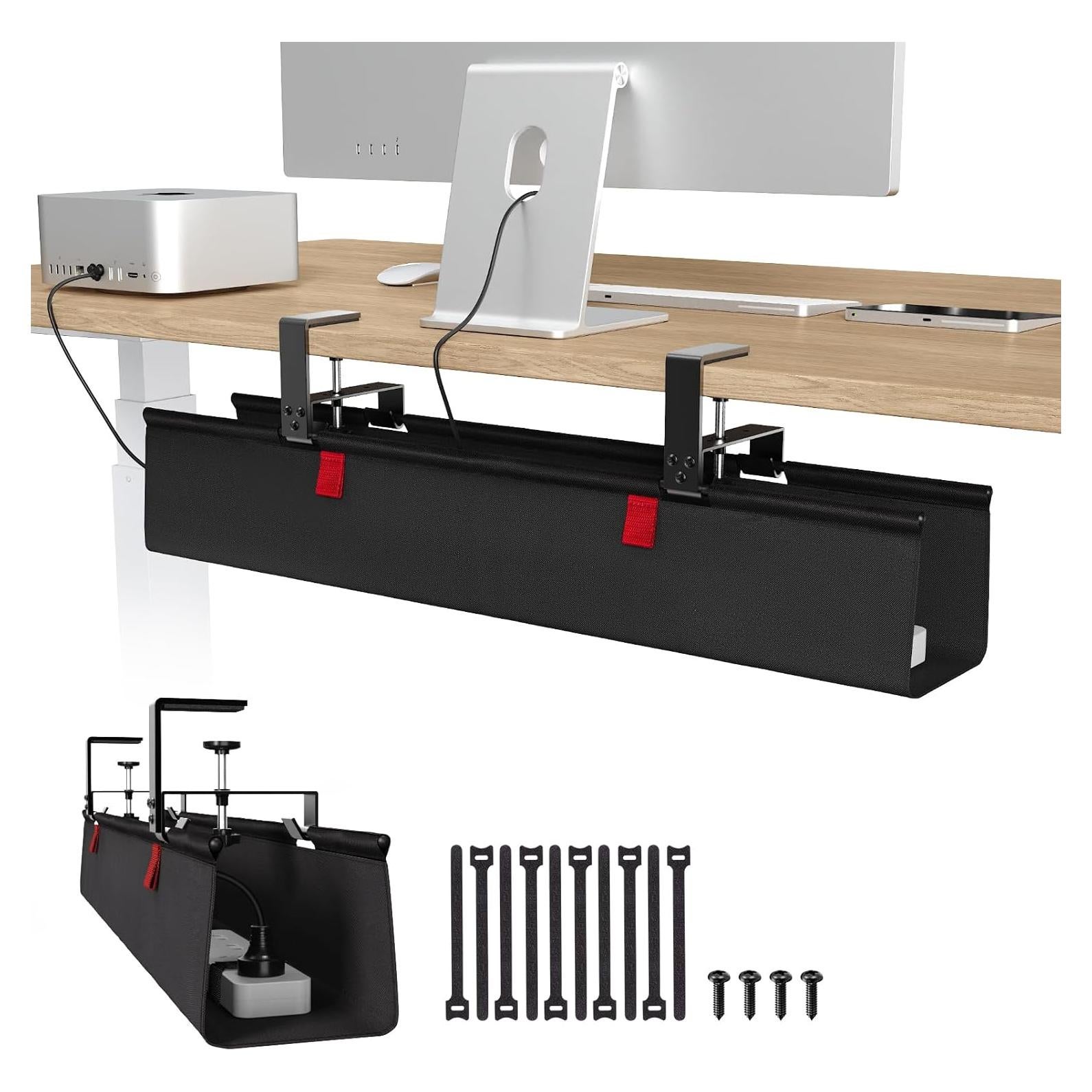 Bandeja de gestión de cables Univivi 71.12 cm negra para escritorio