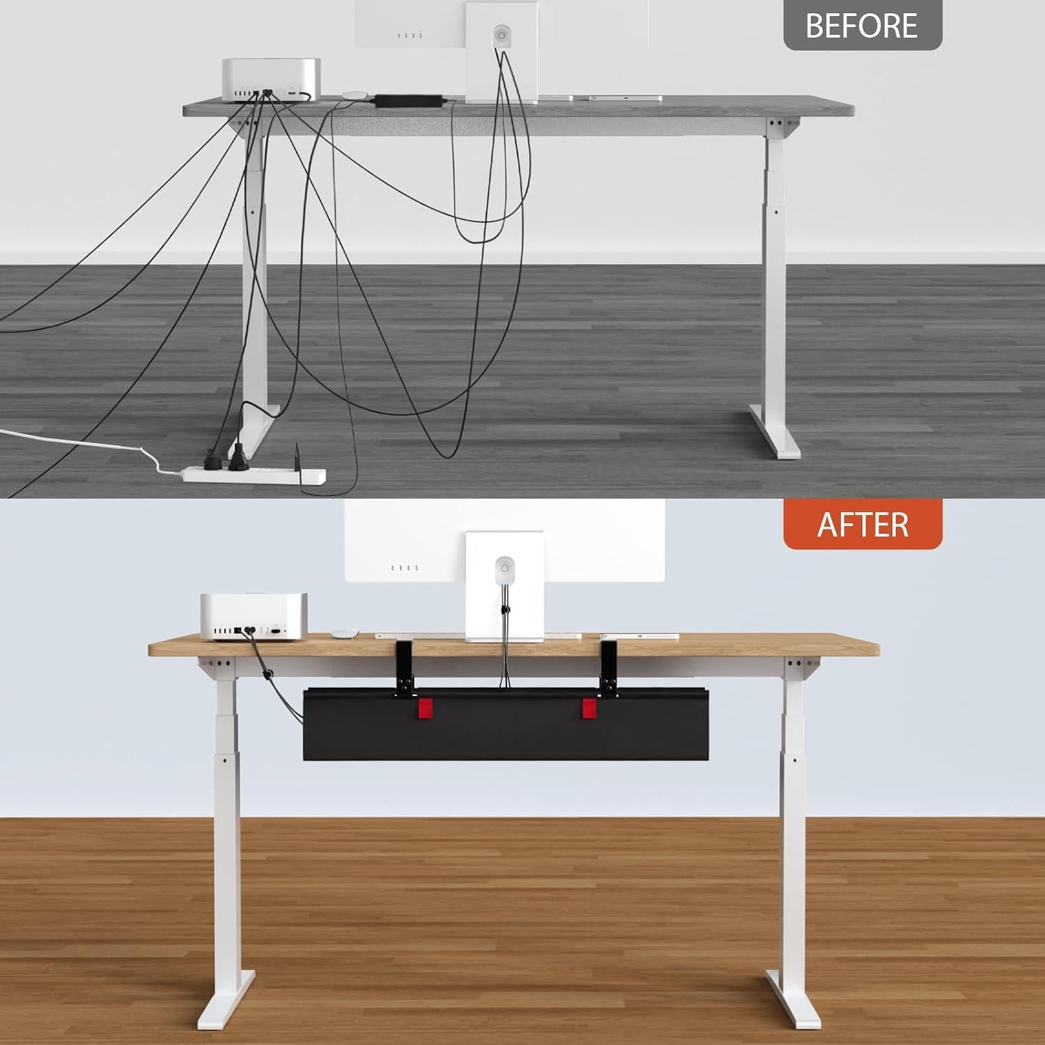 Bandeja de gestión de cables Univivi 71.12 cm negra para escritorio