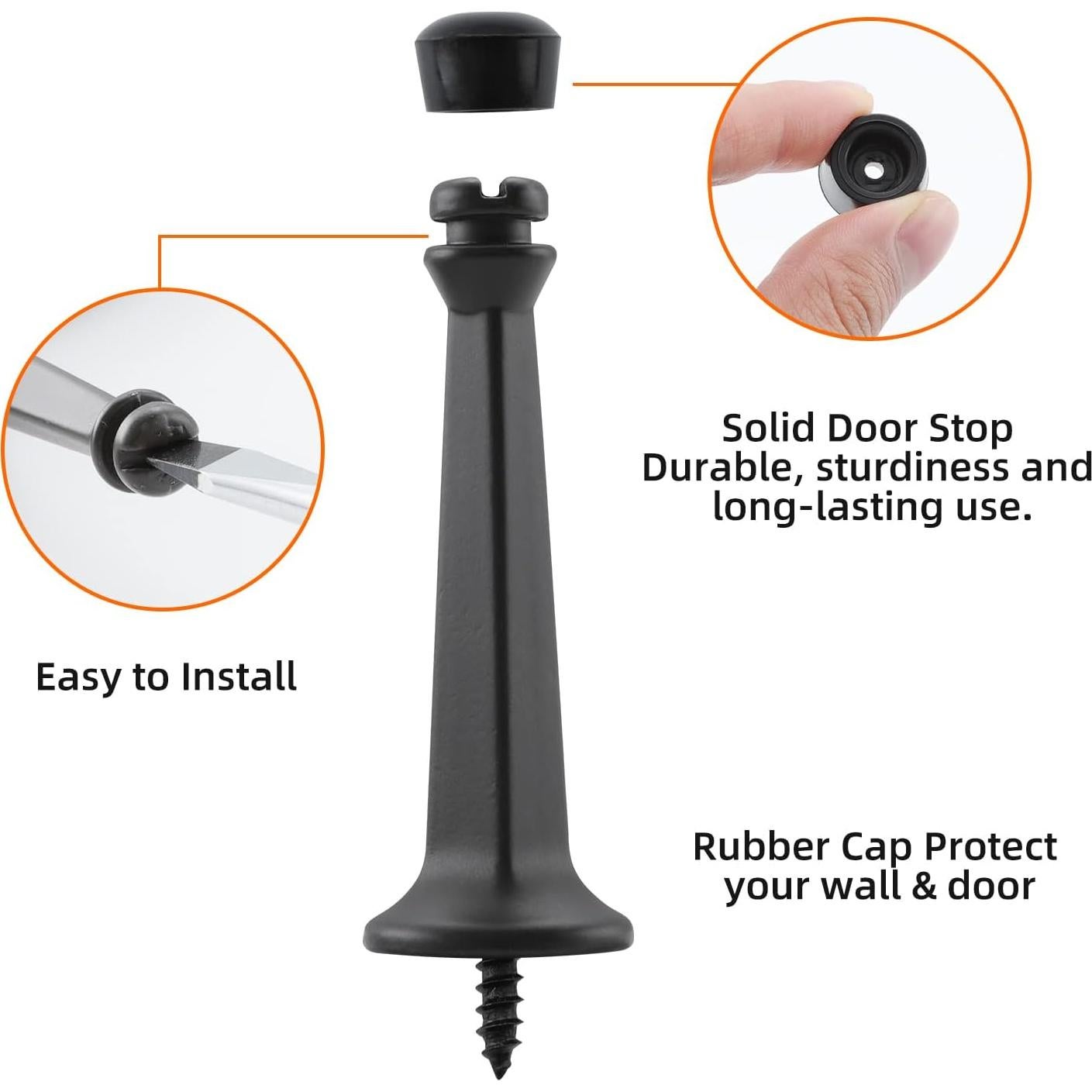 Parada de Puerta Rígida Sólida Home Master 2 Paquete Negro Mate