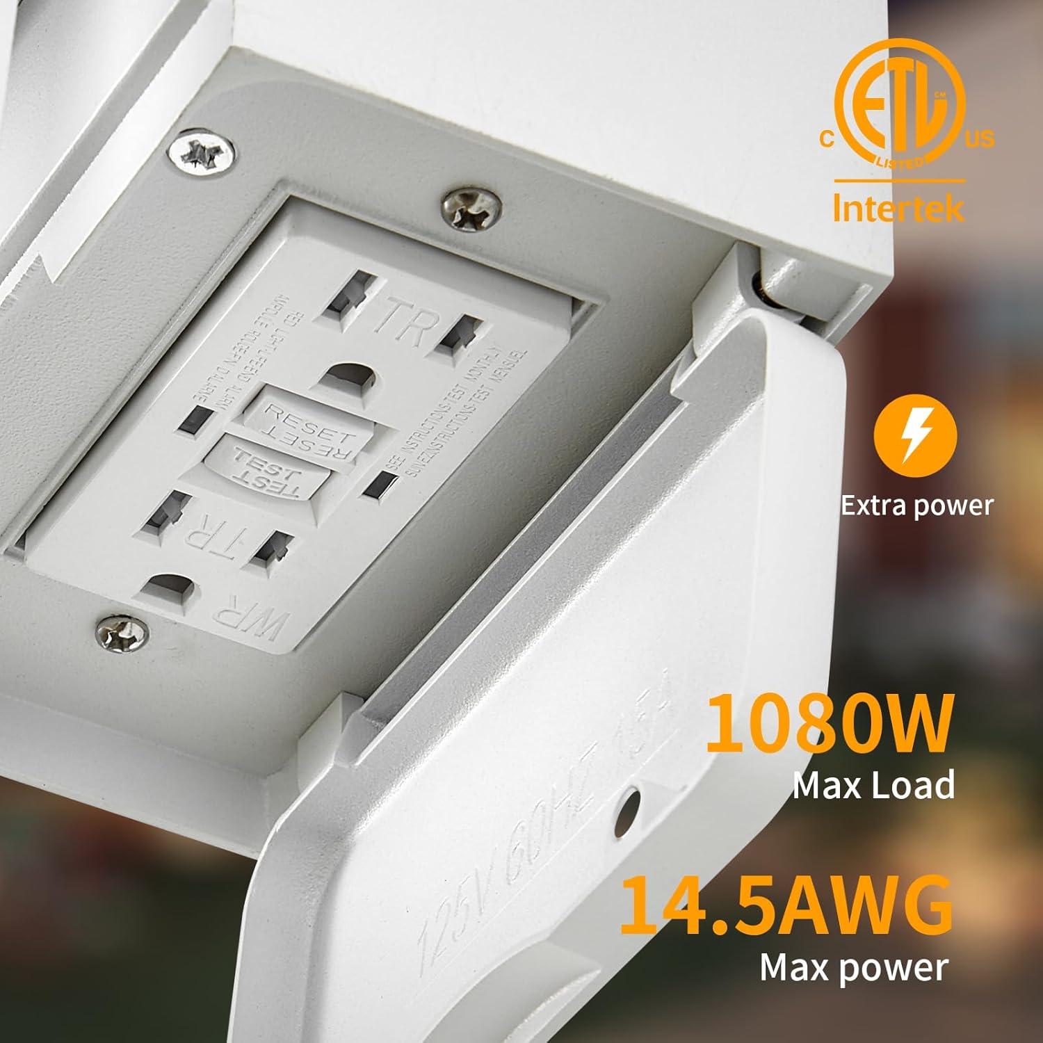 Luz de Porche YISURO con Toma GFCI y Sensor de Movimiento