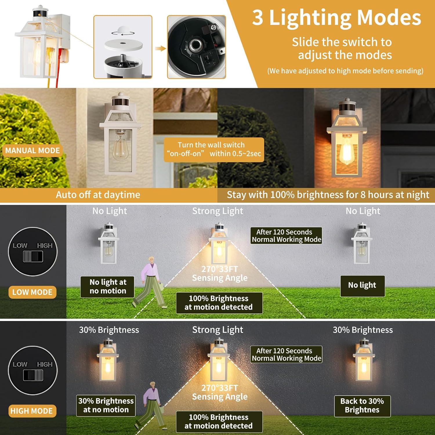Luz de Porche YISURO con Toma GFCI y Sensor de Movimiento