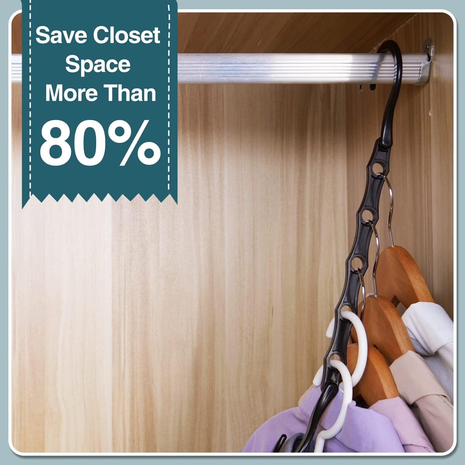 Perchas Mágicas AMKUFO 6 Pcs Ahorro de Espacio Negro