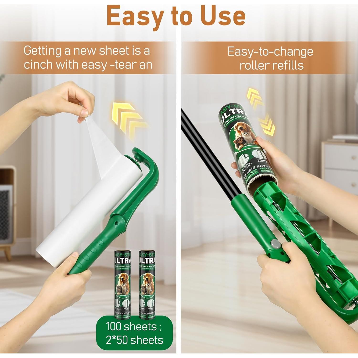 Rodillo de Pelusa Grande VOUBIEN 10" Extra Pegajoso Verde