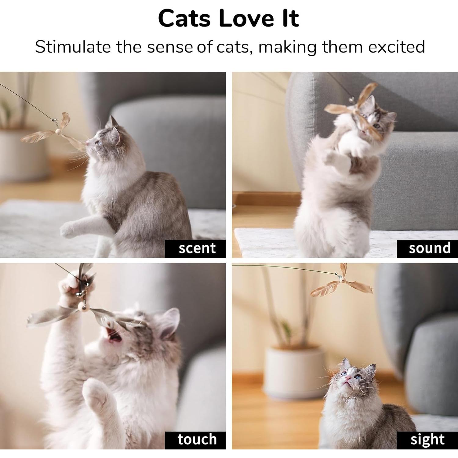 Juguete de Varita para Gatos FUKUMARU 90 cm con Plumas Naturales