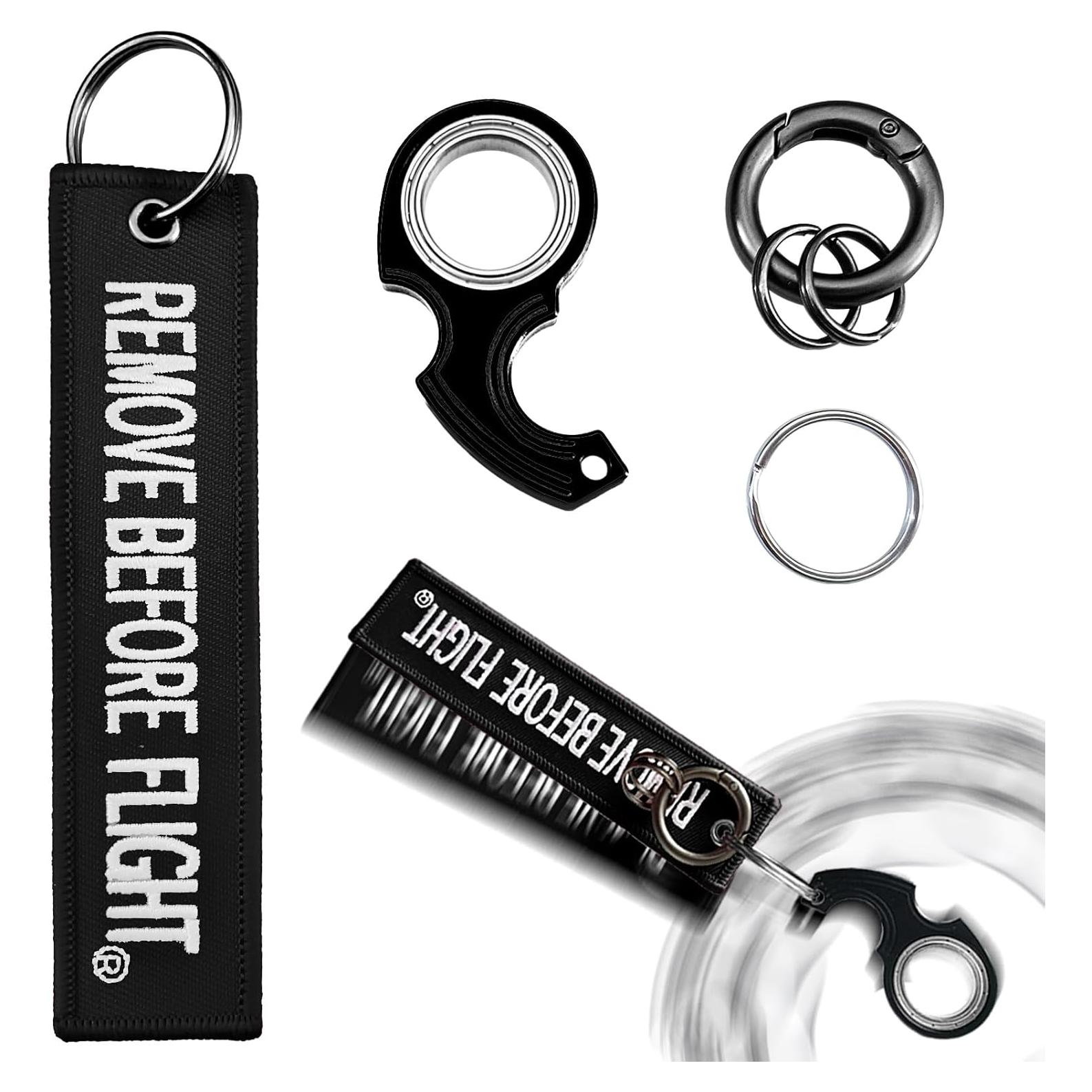 Llavero giratorio antiestrés LENCLE de metal negro