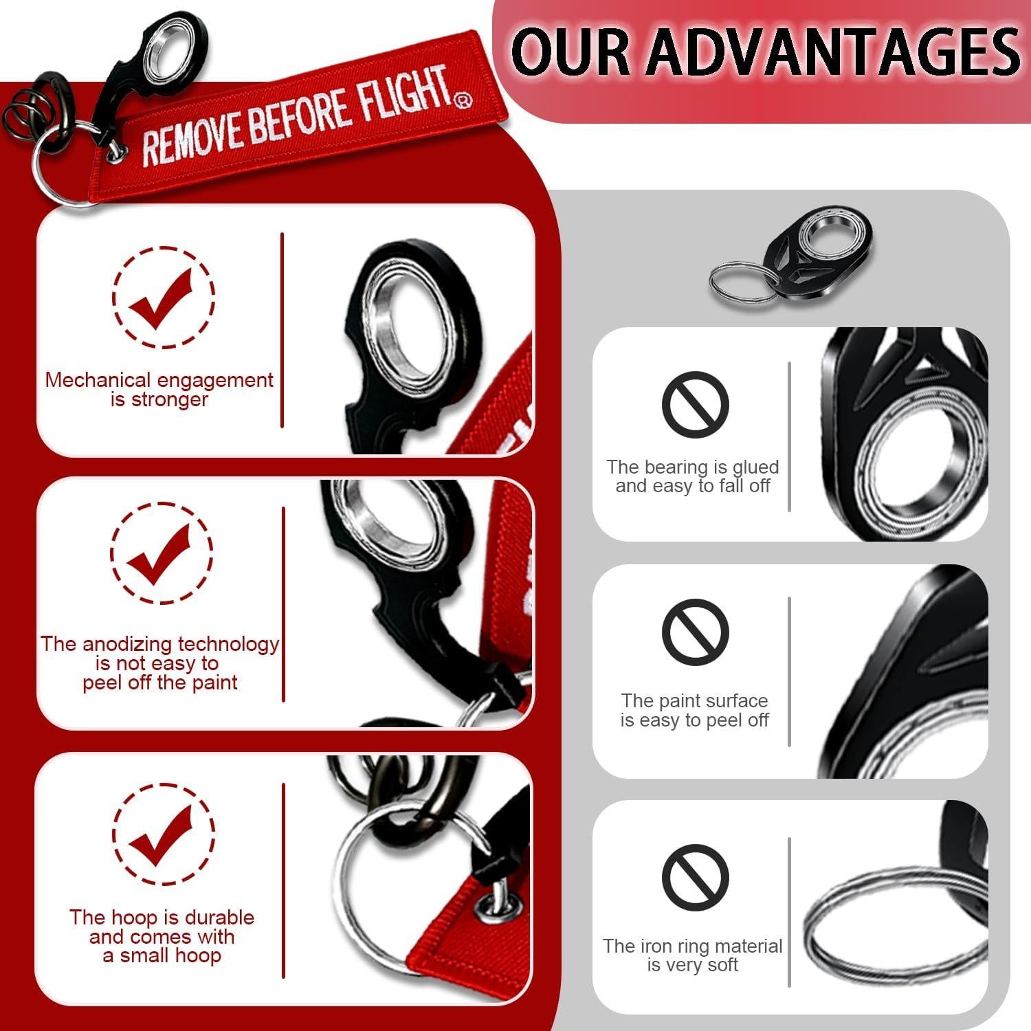 Llavero giratorio antiestrés LENCLE de metal negro