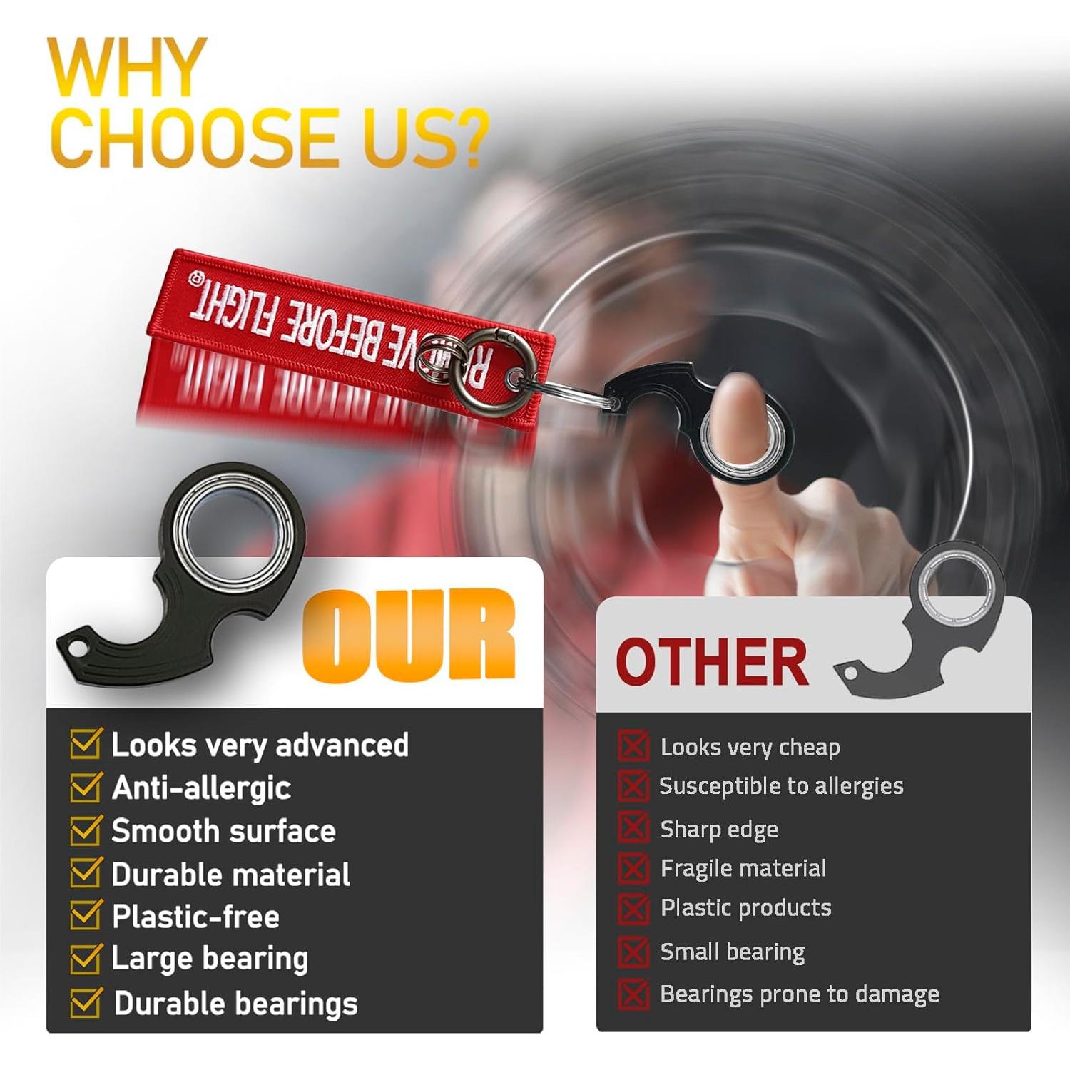 Llavero giratorio antiestrés LENCLE de metal negro