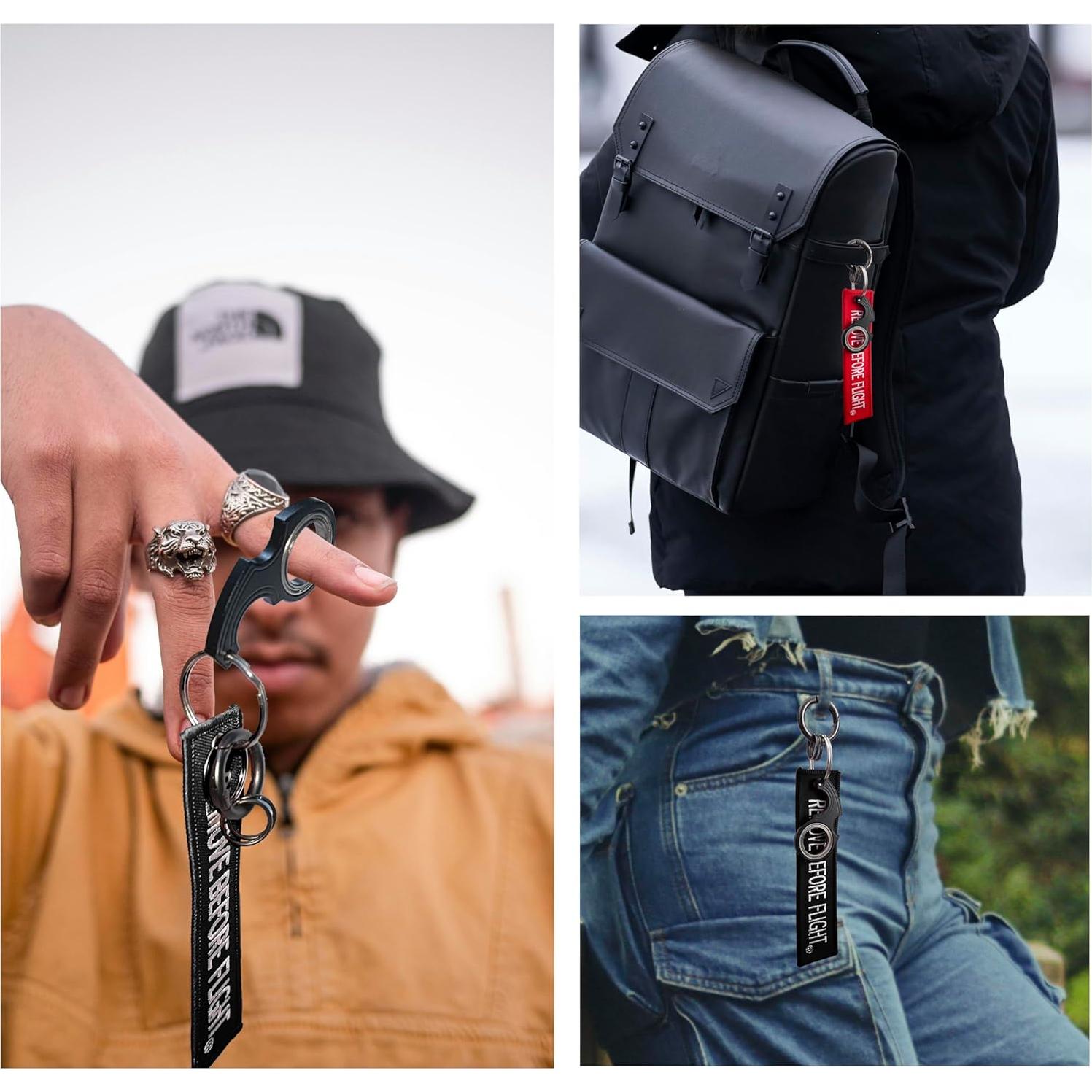 Llavero giratorio antiestrés LENCLE de metal negro