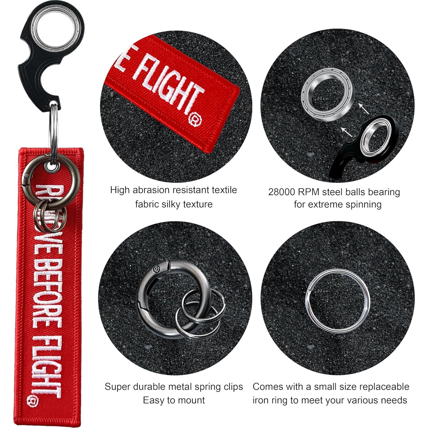 Llavero giratorio antiestrés LENCLE de metal negro