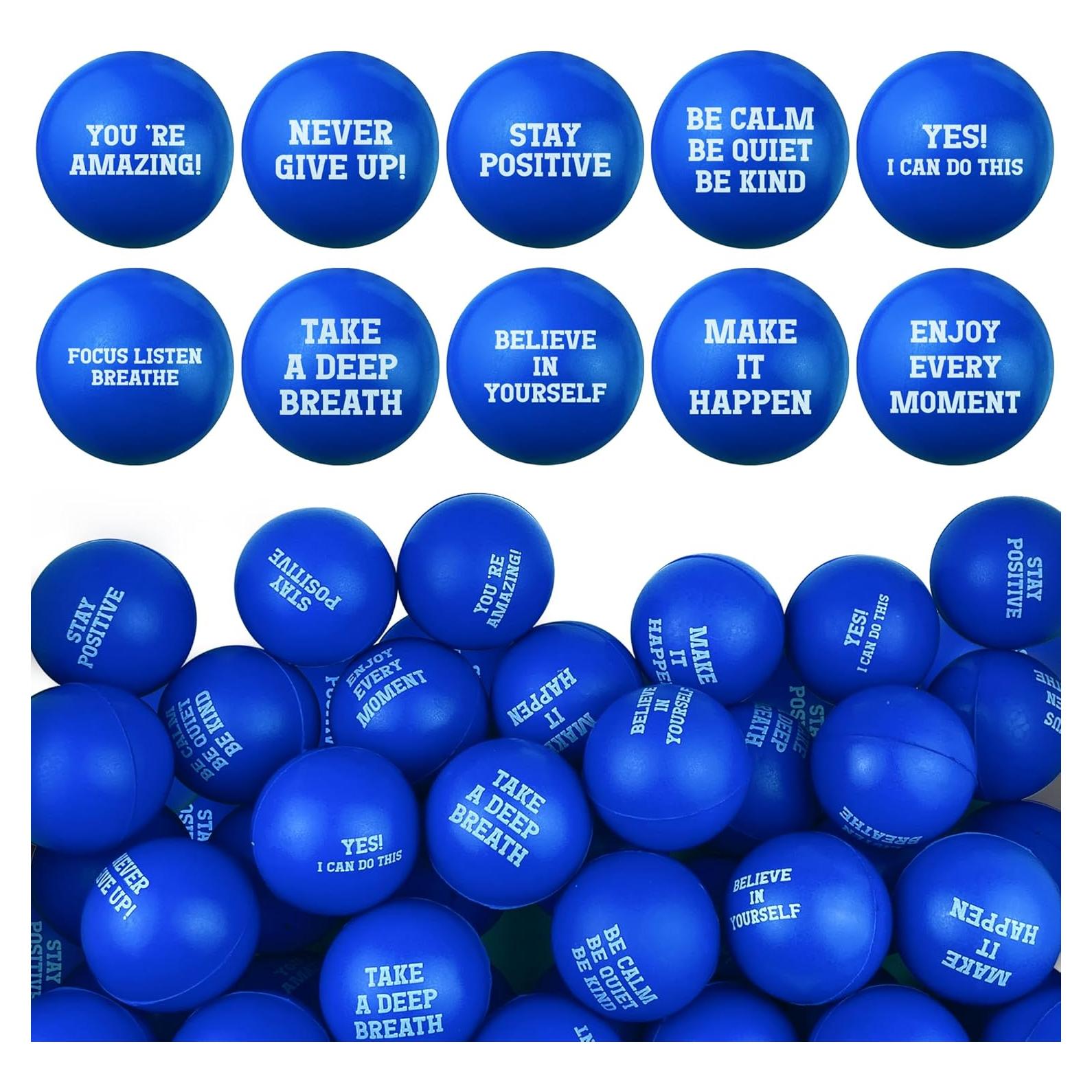 40 Bolas de Estrés Motivacionales XIPEGPA Espuma 4cm Azul
