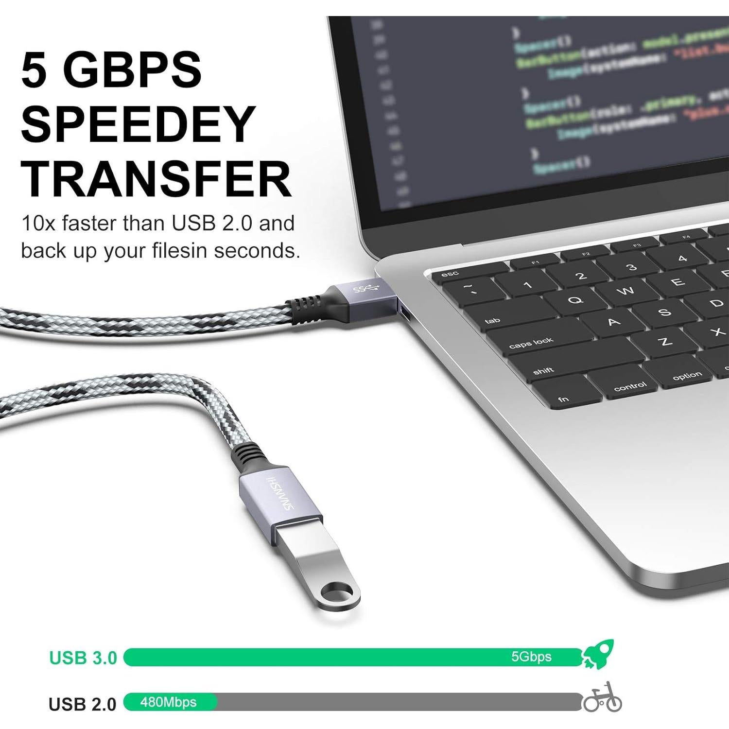 Cable de Extensión USB 3.0 1m SNANSHI Macho a Hembra 5Gbps