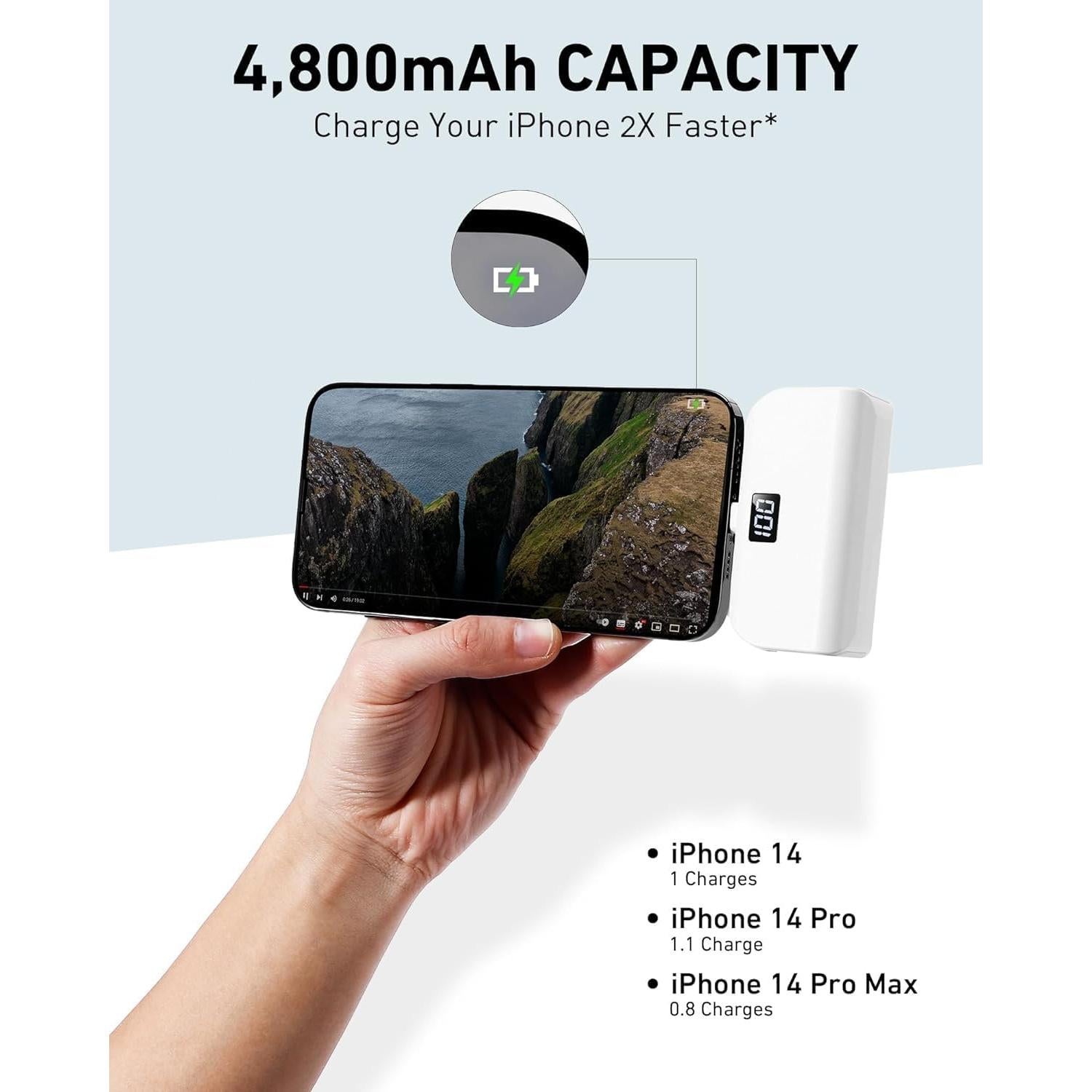 Cargador Portátil Mini 4800mAh para iPhone - Carga Rápida