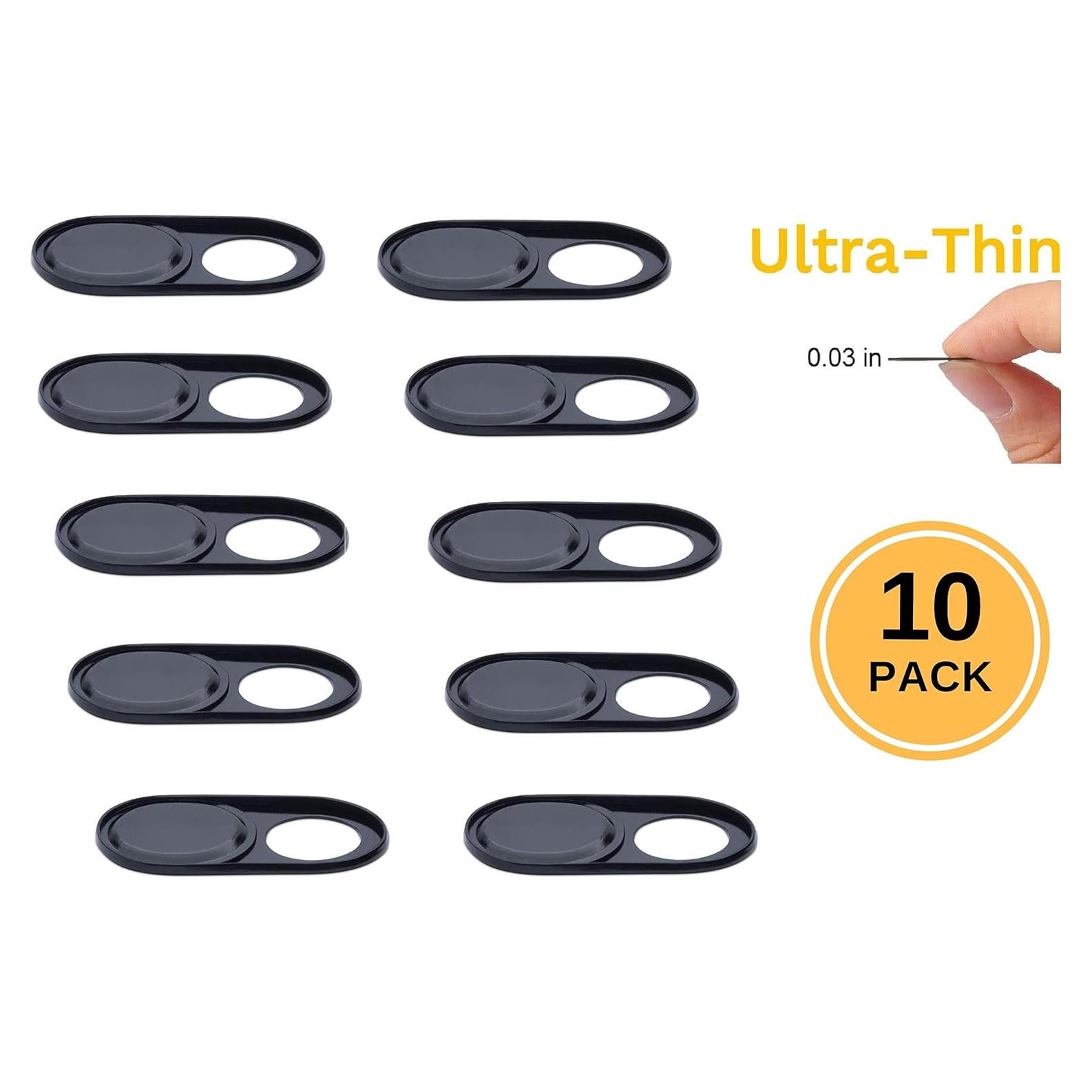 Foretra - Ultra Thin Metal Webcam Cover Privacy Slide for Your Laptop Tablet Avoid Camera Hacking and Protect Your Privacy 10 Pack (BLACK/10PK)