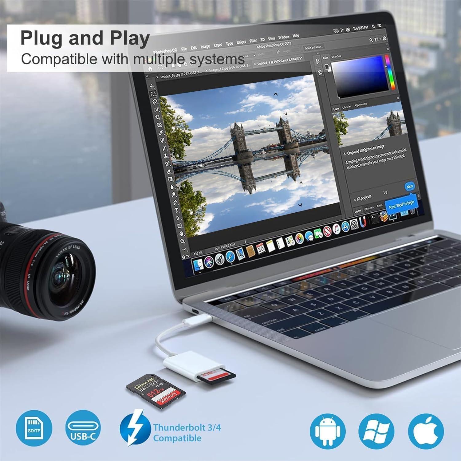 Lector de tarjetas SD TF USB C Htrenc para iPhone 15 y iPad