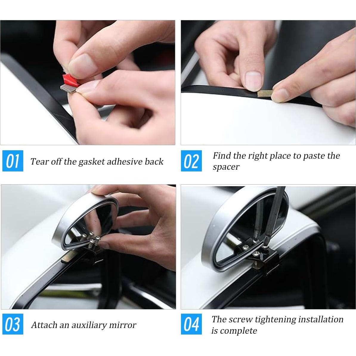 Espejo Convexo de Punto Ciego Mandark para Auto Negro 14.5x6.5cm