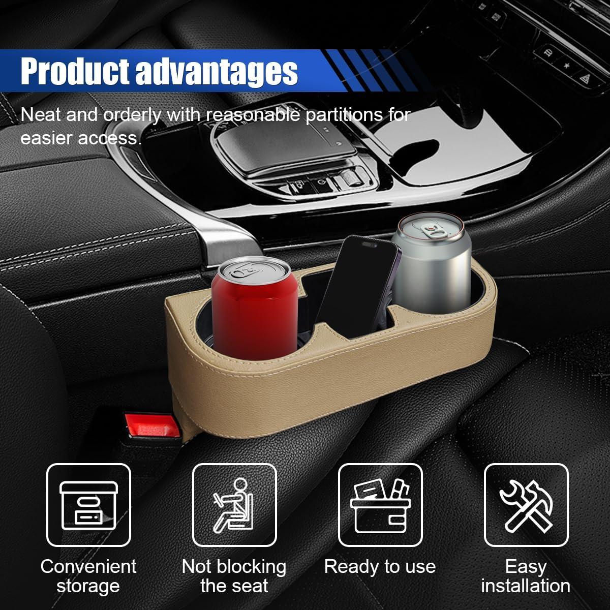 Soporte para Taza de Coche KITUREK Beige, Organizador Multifuncional