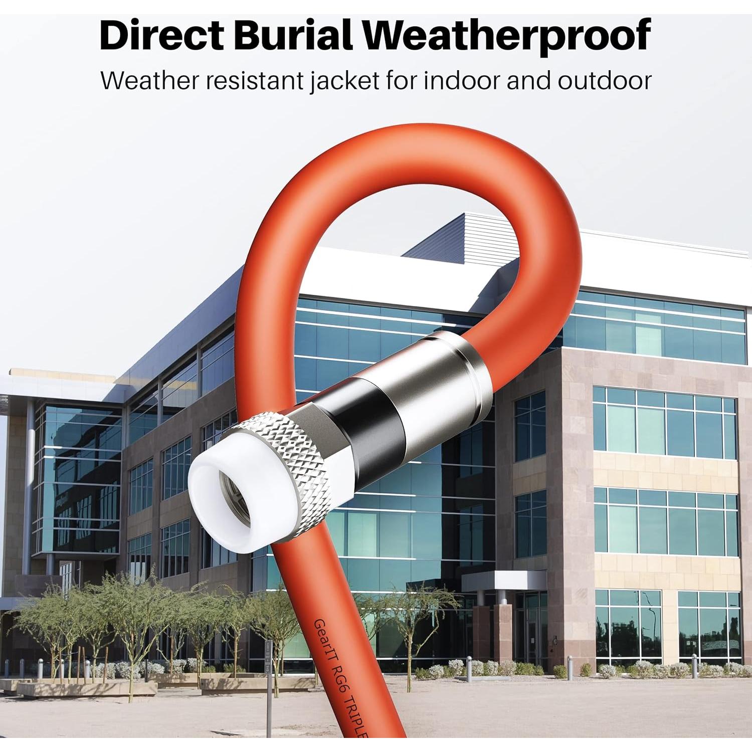 Cable Coaxial GEARit RG6 4.57m para Entierro Directo